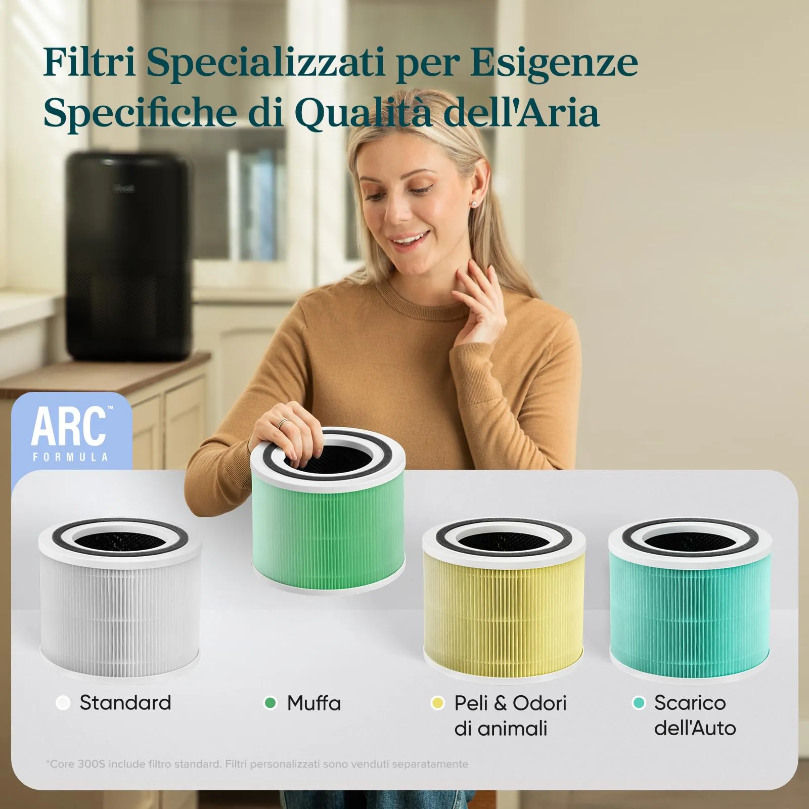 Levoit Core 300S Purificatore d'Aria Smart, CADR 258m³/h, 54㎡, Nero - immagine 3