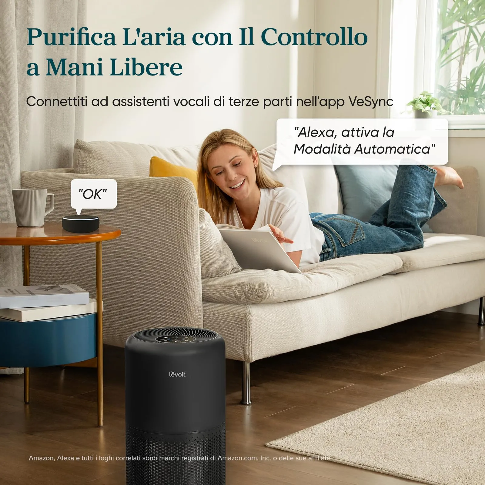 Levoit Core 300S Purificatore d'Aria Smart, CADR 258m³/h, 54㎡, Nero - immagine 6