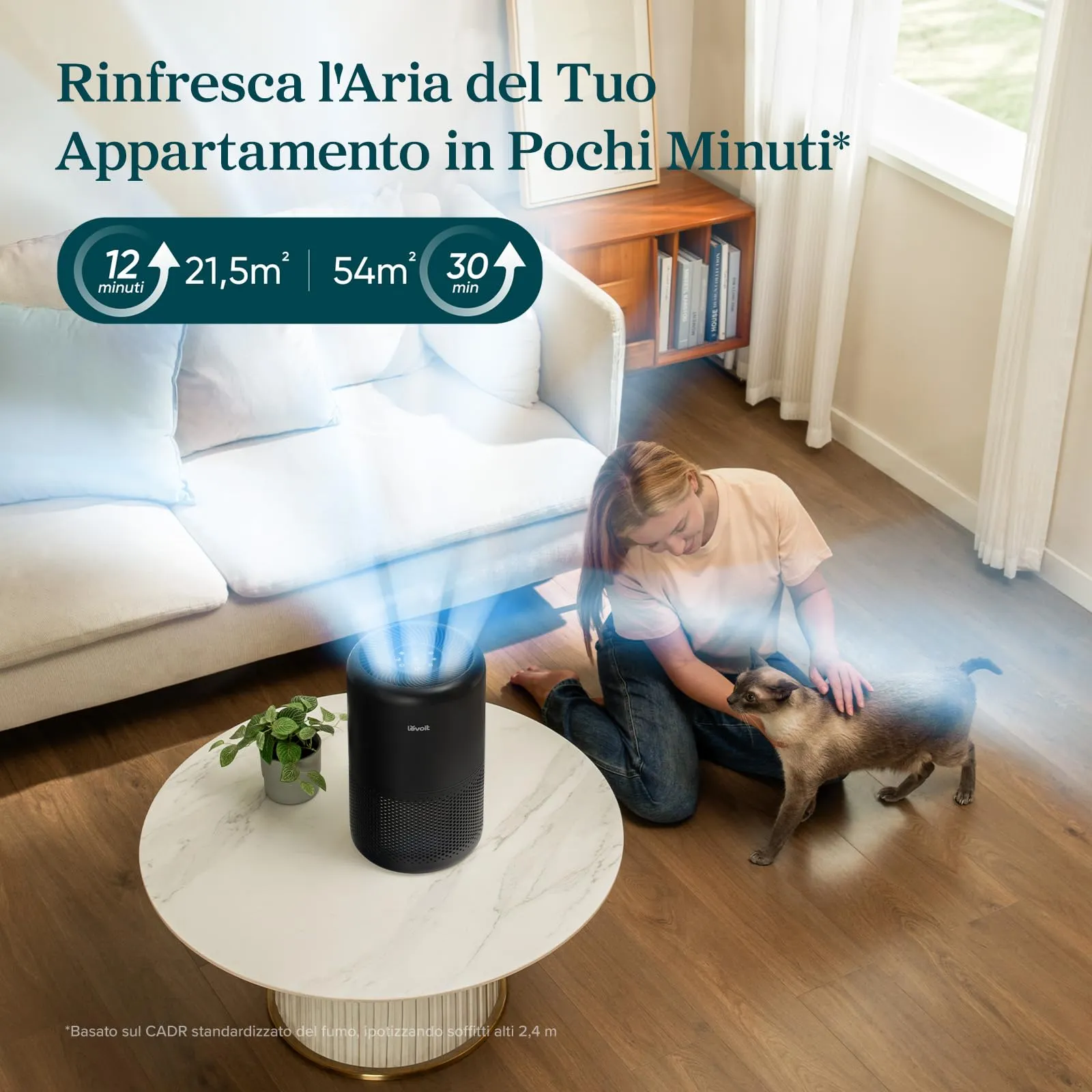 Levoit Core 300S Purificatore d'Aria Smart, CADR 258m³/h, 54㎡, Nero - immagine 7