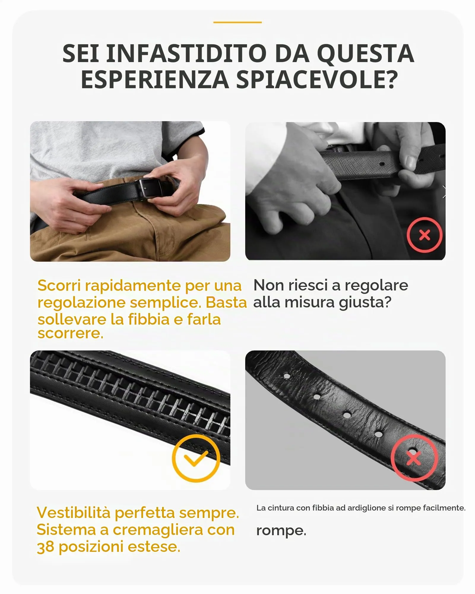 CHAOREN Cintura Uomo a Cricchetto con Fibbia Automatica 35mm - immagine 3