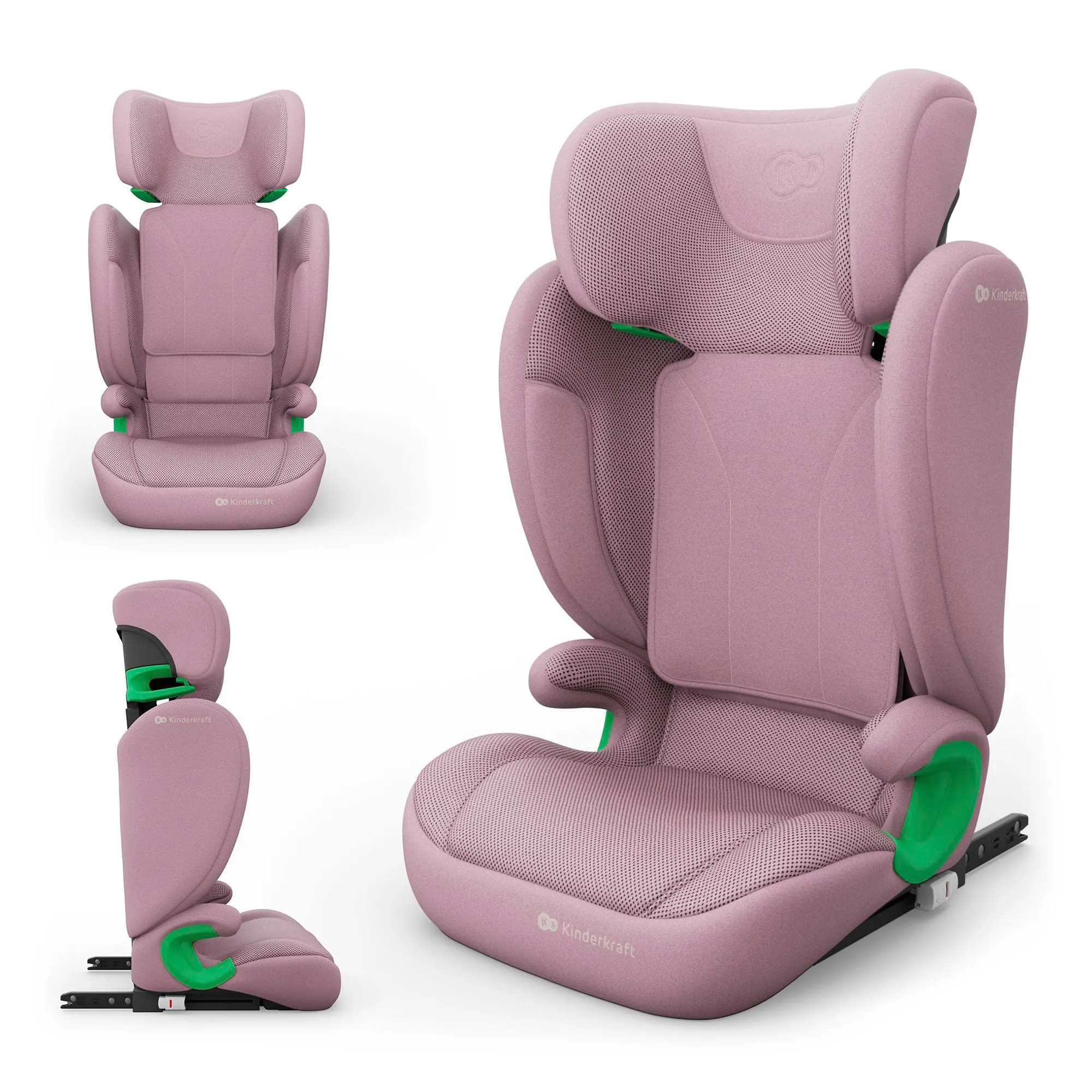 Kinderkraft Junior Fix2 Pro i-Size Seggiolino Auto 15-36 kg, Gruppo 2-3, 100-150 cm, Isofix, Rosa - immagine 1