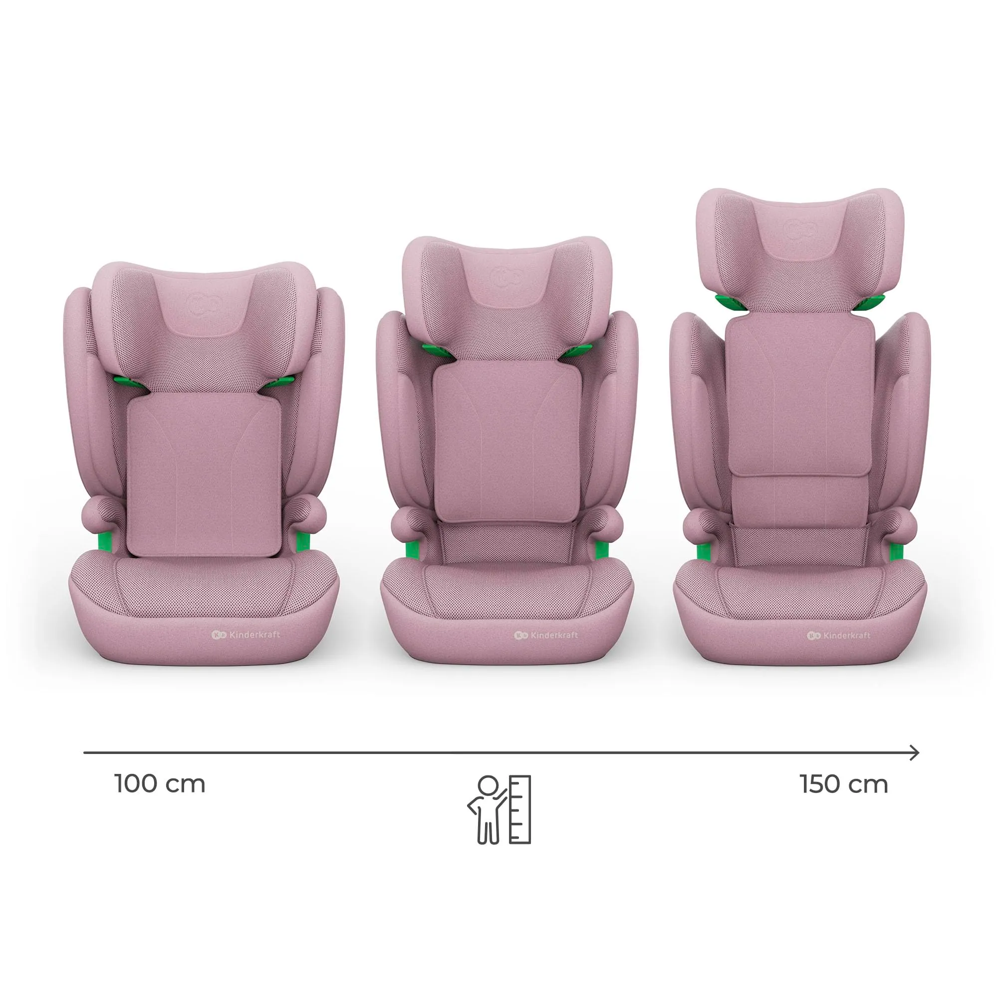 Kinderkraft Junior Fix2 Pro i-Size Seggiolino Auto 15-36 kg, Gruppo 2-3, 100-150 cm, Isofix, Rosa - immagine 3