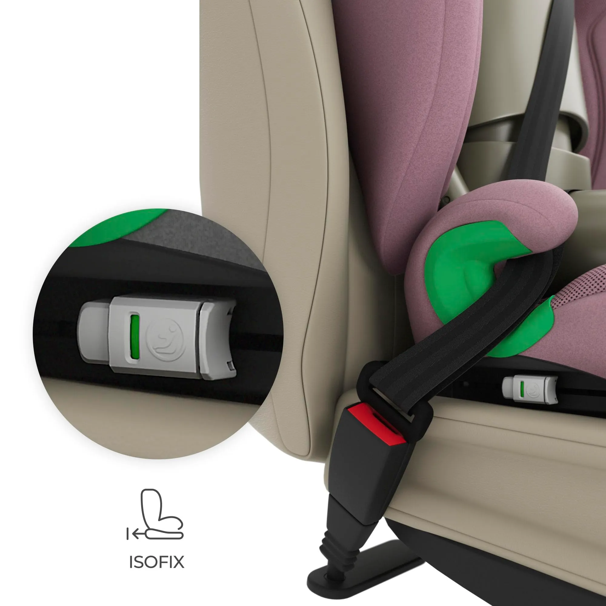 Kinderkraft Junior Fix2 Pro i-Size Seggiolino Auto 15-36 kg, Gruppo 2-3, 100-150 cm, Isofix, Rosa - immagine 5