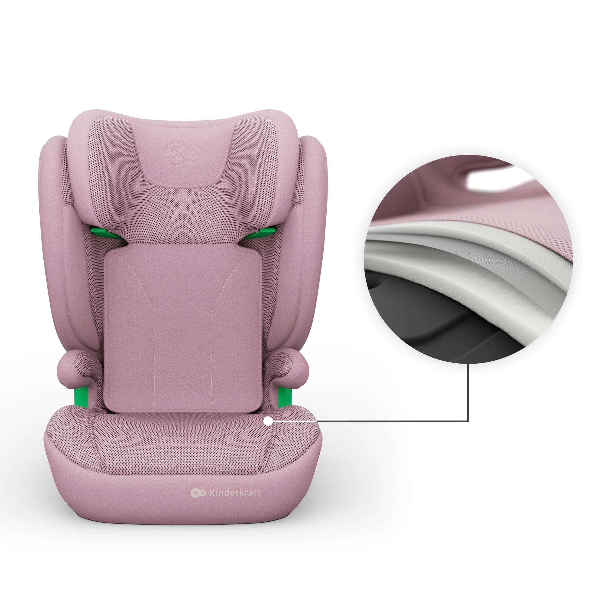 Kinderkraft Junior Fix2 Pro i-Size Seggiolino Auto 15-36 kg, Gruppo 2-3, 100-150 cm, Isofix, Rosa - immagine 12