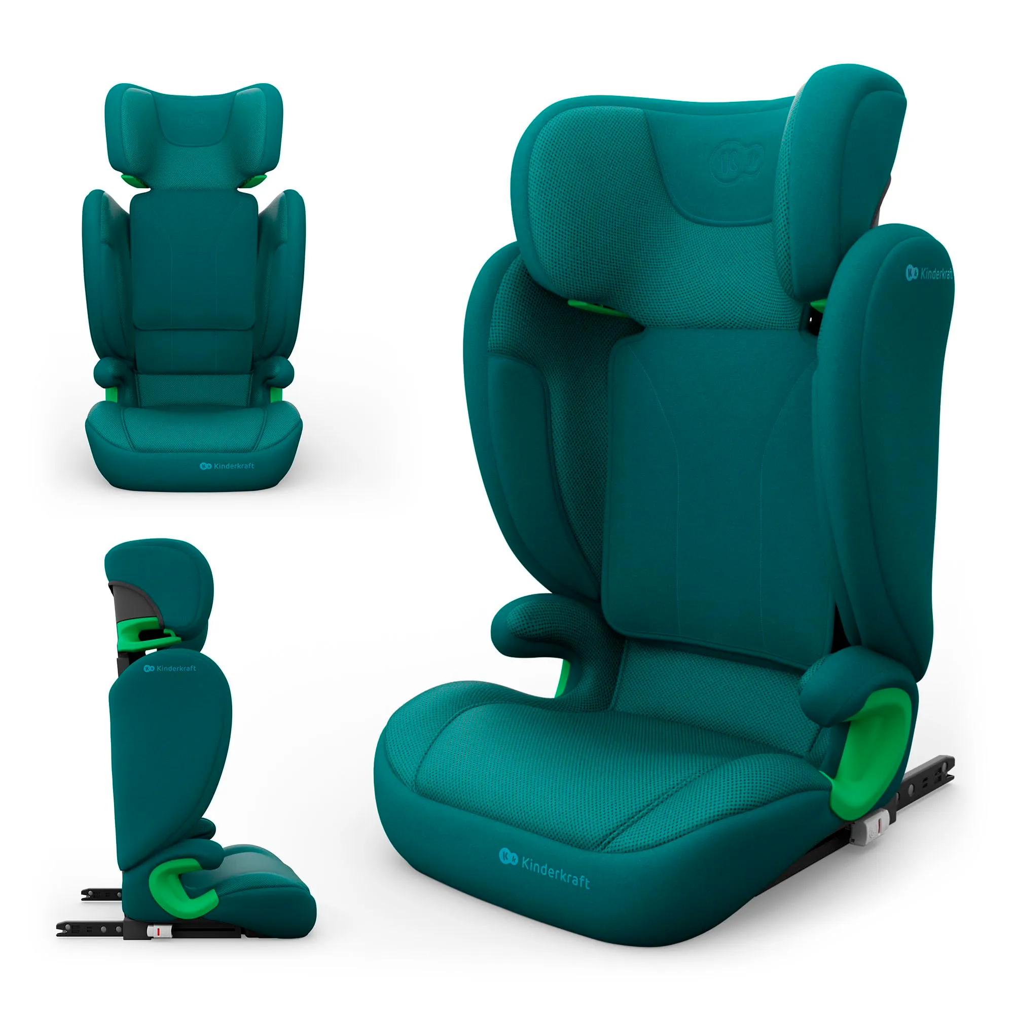 Kinderkraft Junior Fix2 Pro I-Size Seggiolino Auto 100-150 cm, Gruppo 2-3, Isofix, Verde - immagine 1