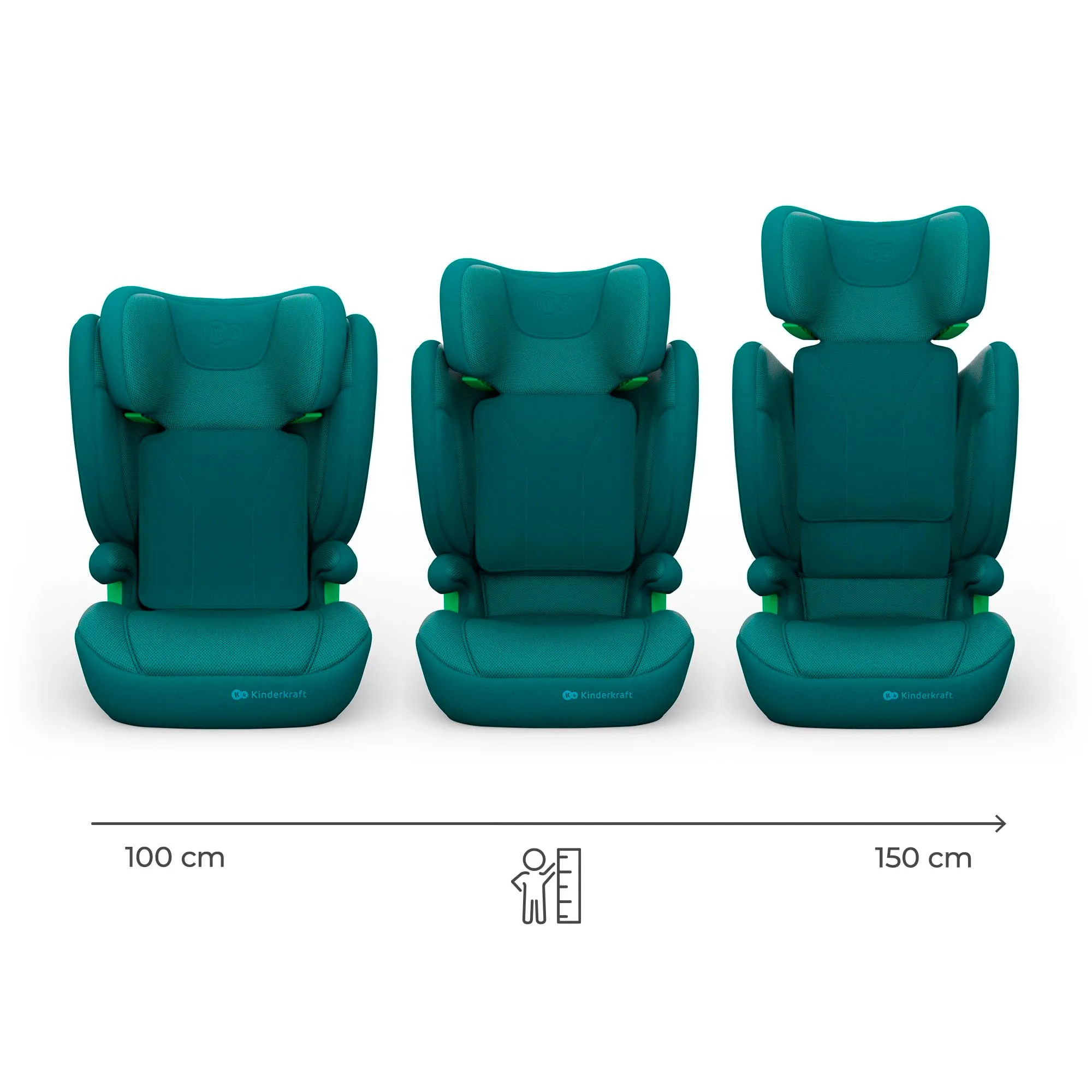 Kinderkraft Junior Fix2 Pro I-Size Seggiolino Auto 100-150 cm, Gruppo 2-3, Isofix, Verde - immagine 3
