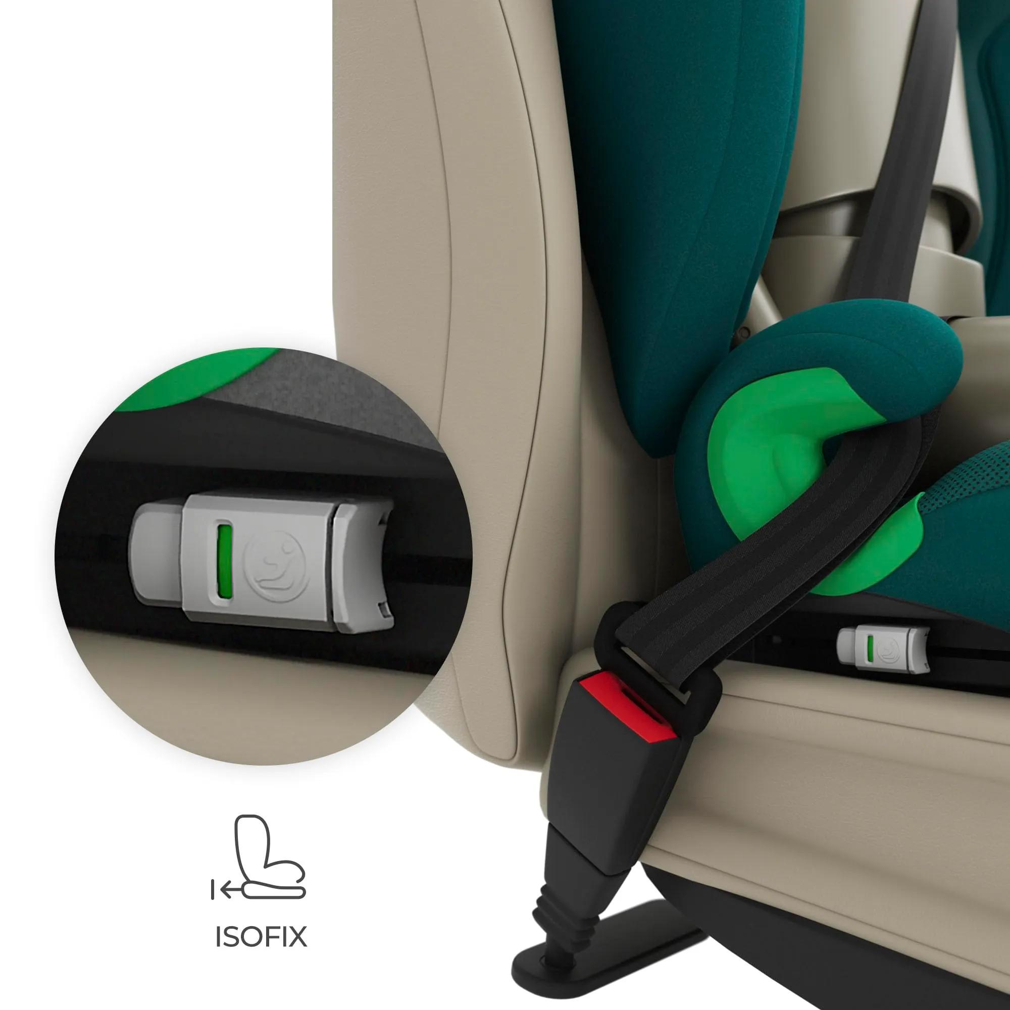 Kinderkraft Junior Fix2 Pro I-Size Seggiolino Auto 100-150 cm, Gruppo 2-3, Isofix, Verde - immagine 4