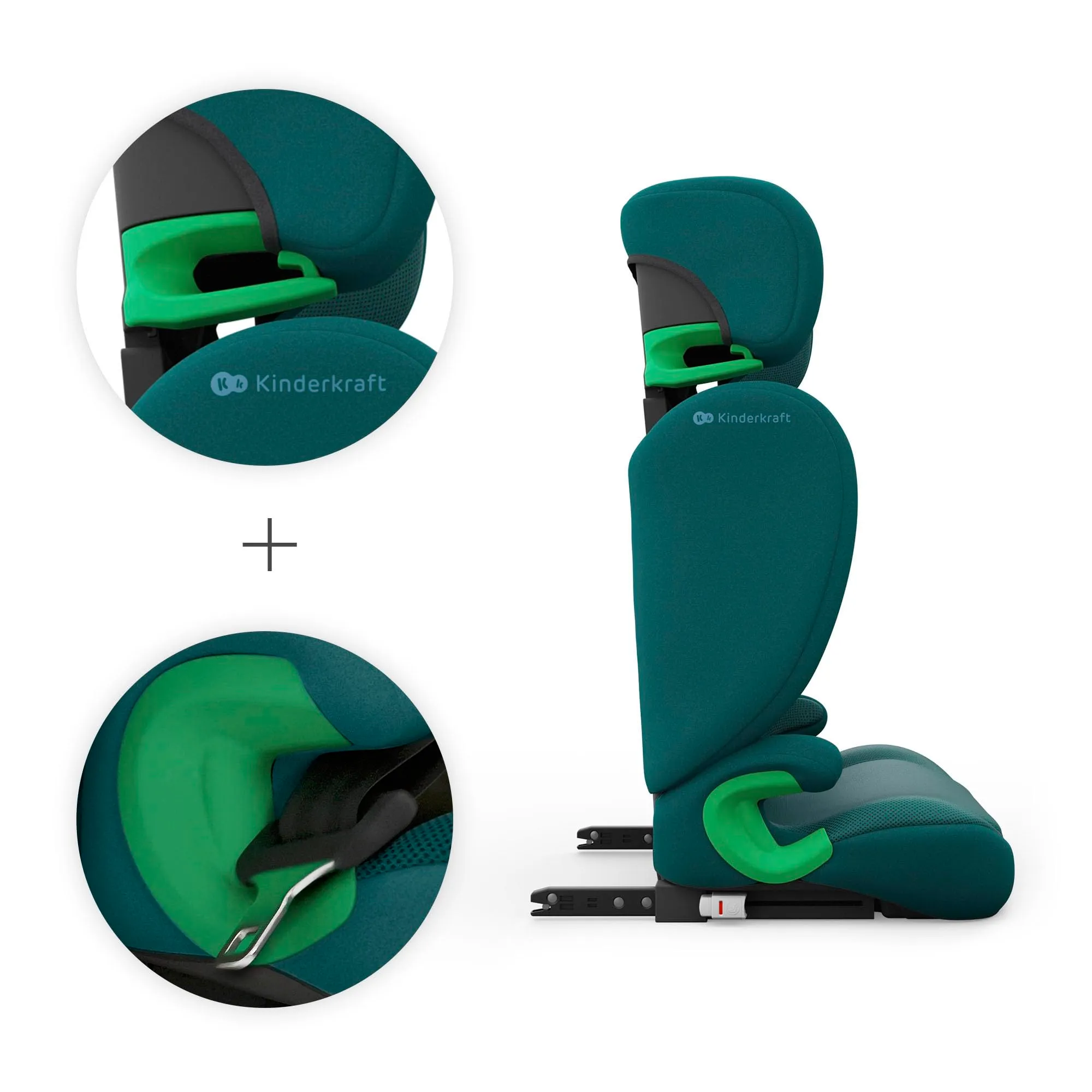 Kinderkraft Junior Fix2 Pro I-Size Seggiolino Auto 100-150 cm, Gruppo 2-3, Isofix, Verde - immagine 5