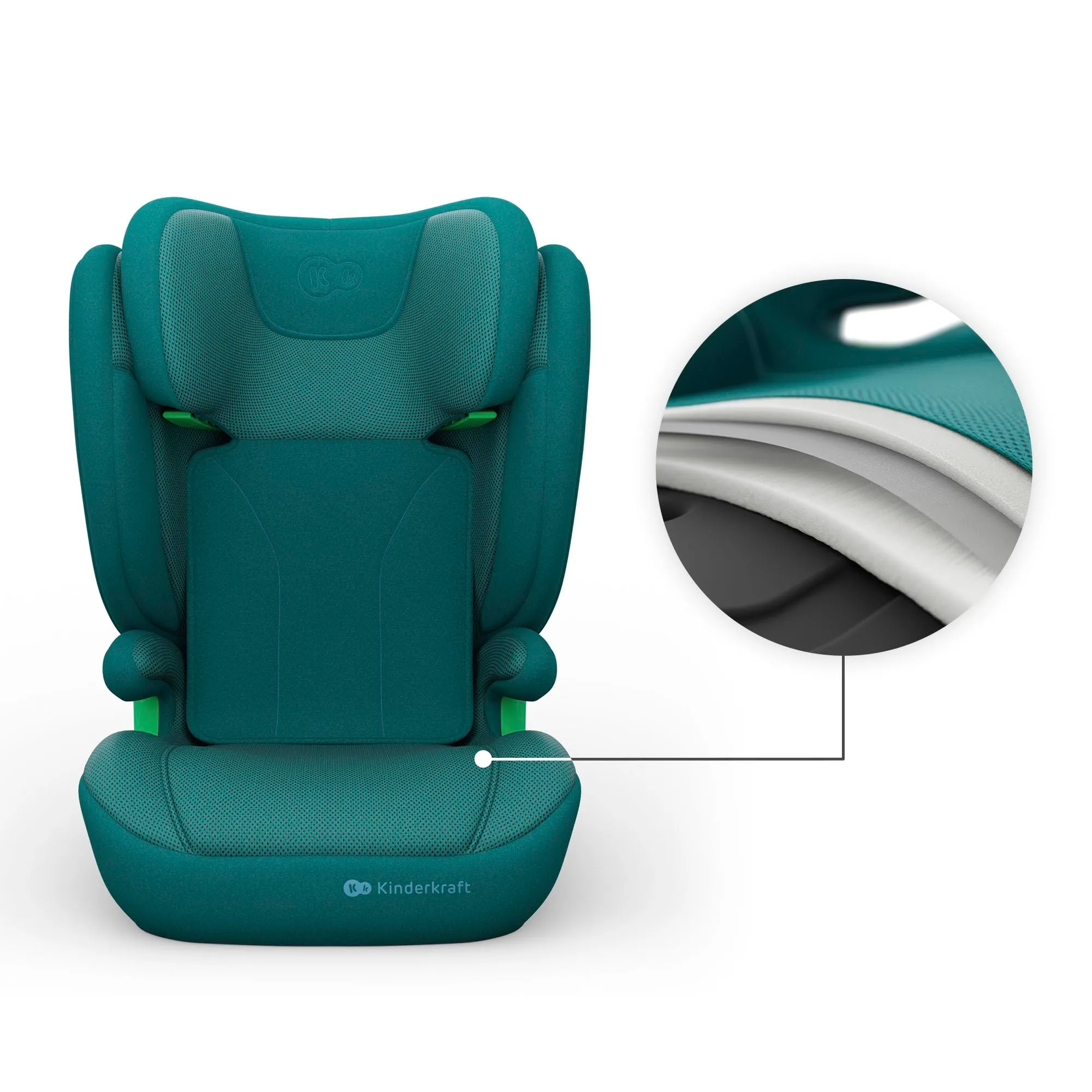 Kinderkraft Junior Fix2 Pro I-Size Seggiolino Auto 100-150 cm, Gruppo 2-3, Isofix, Verde - immagine 11