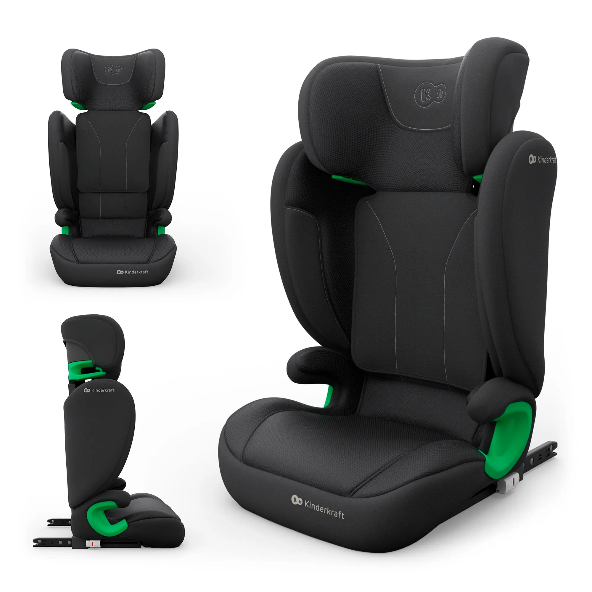 Kinderkraft Junior Fix2 Pro i-Size Seggiolino Auto 15-36 kg, Gruppo 2-3, 100-150 cm, Isofix, Nero - immagine 1