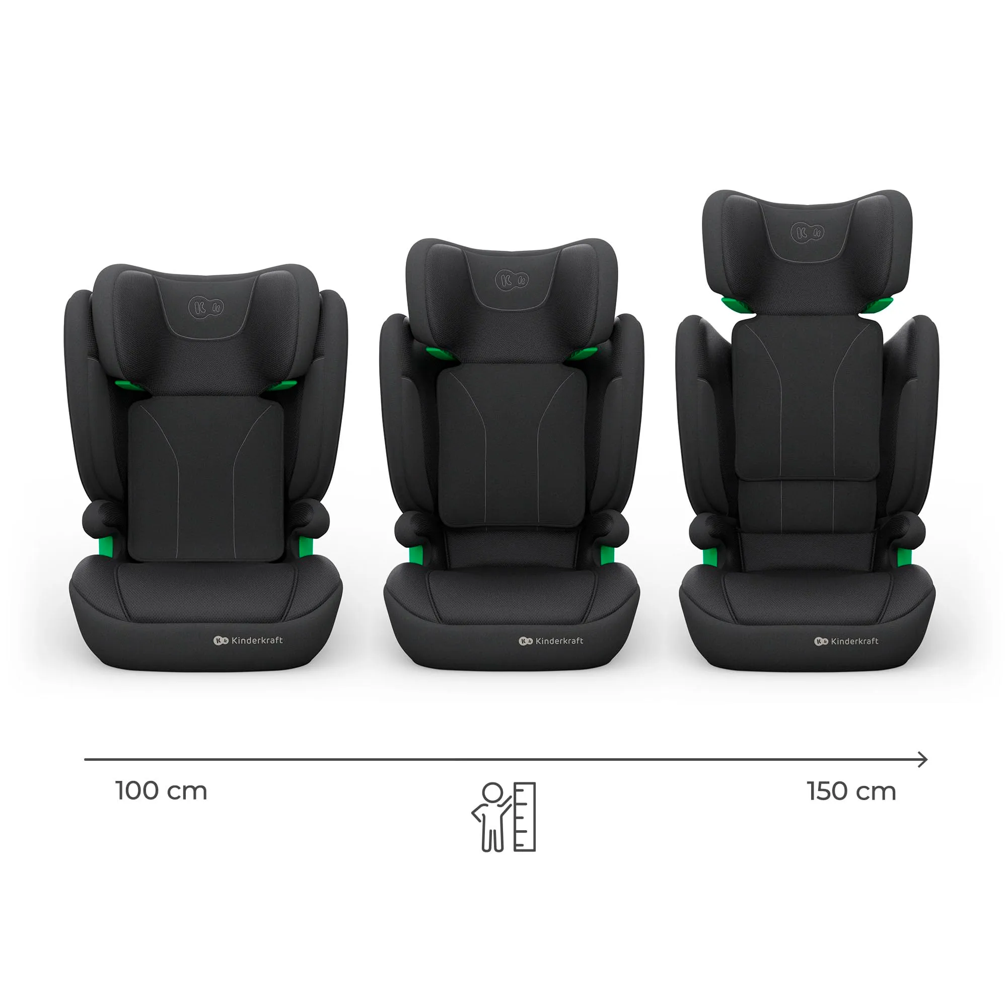 Kinderkraft Junior Fix2 Pro i-Size Seggiolino Auto 15-36 kg, Gruppo 2-3, 100-150 cm, Isofix, Nero - immagine 3