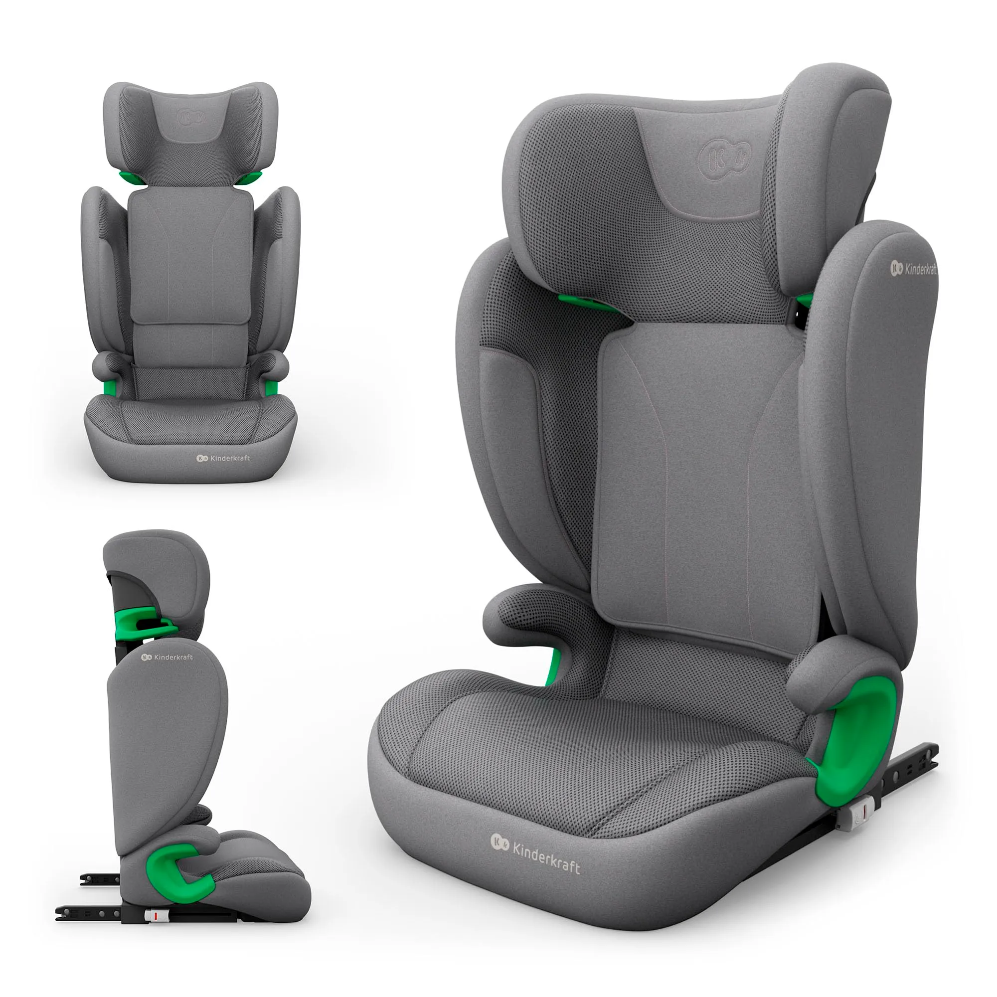 Kinderkraft Junior Fix2 Pro i-Size Seggiolino Auto 100-150 cm, Gruppo 2-3, Isofix, Grigio - immagine 1