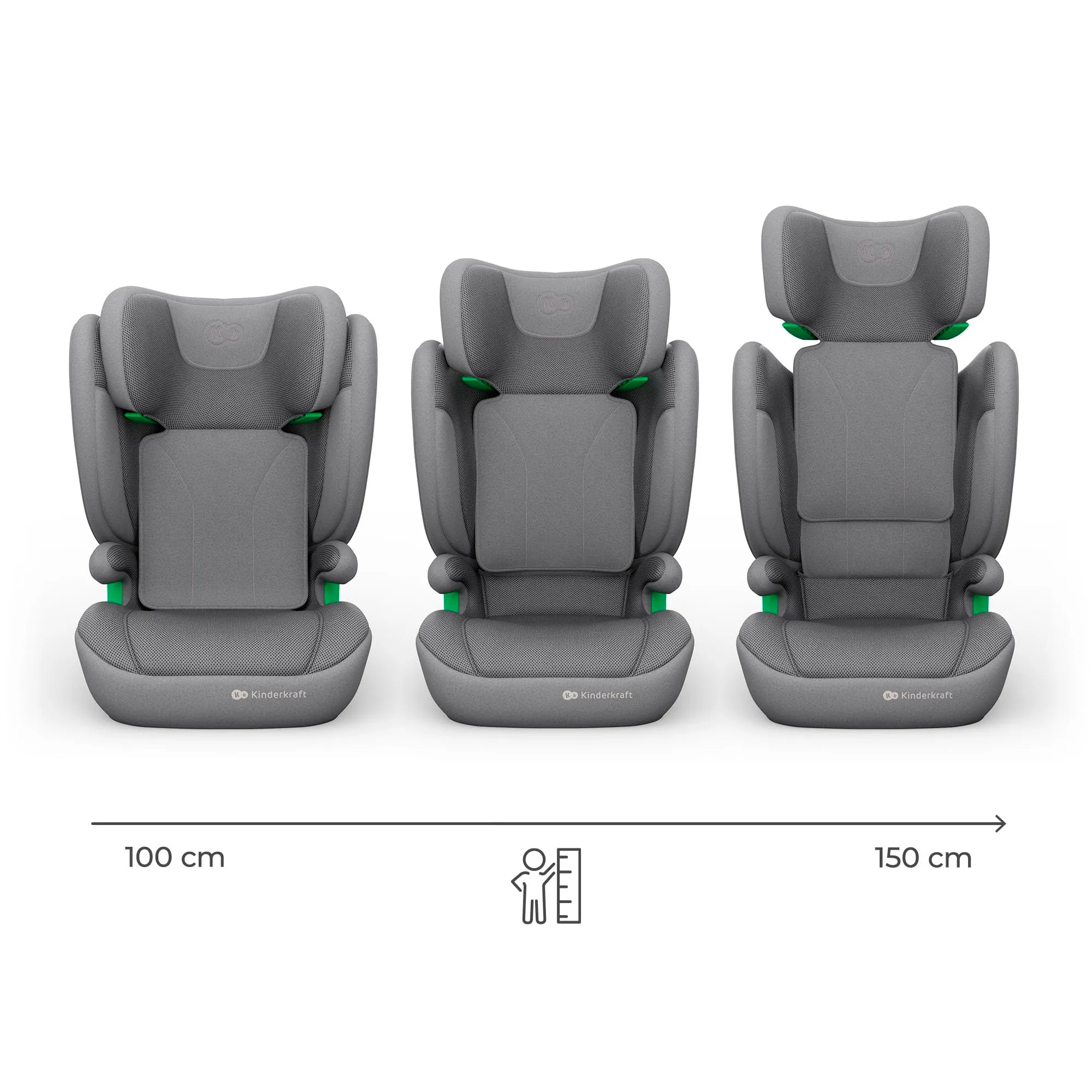 Kinderkraft Junior Fix2 Pro i-Size Seggiolino Auto 100-150 cm, Gruppo 2-3, Isofix, Grigio - immagine 3