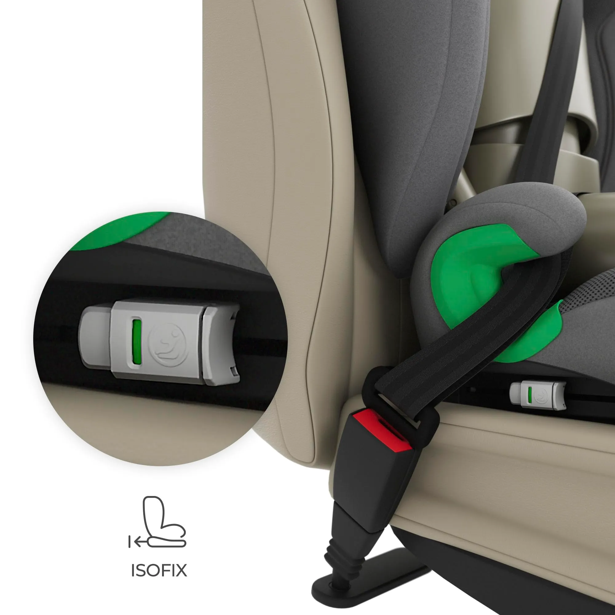 Kinderkraft Junior Fix2 Pro i-Size Seggiolino Auto 100-150 cm, Gruppo 2-3, Isofix, Grigio - immagine 4