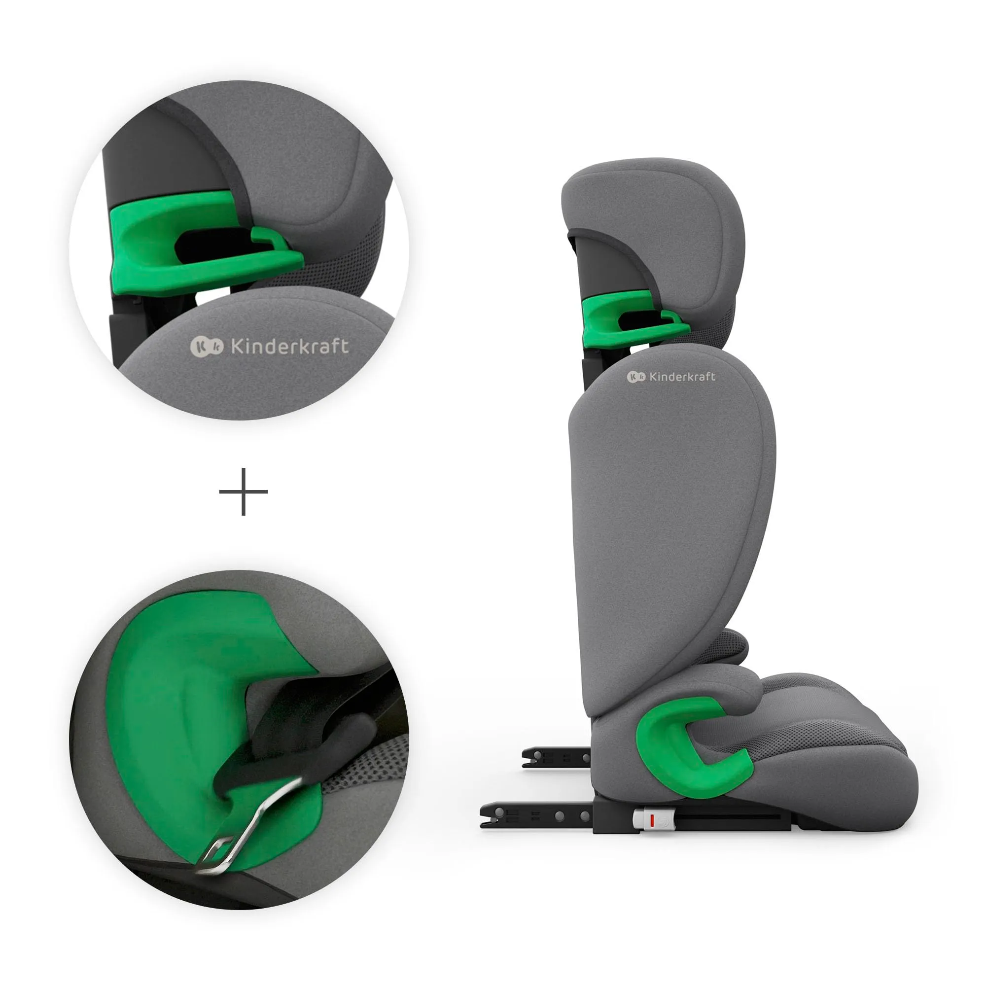 Kinderkraft Junior Fix2 Pro i-Size Seggiolino Auto 100-150 cm, Gruppo 2-3, Isofix, Grigio - immagine 5
