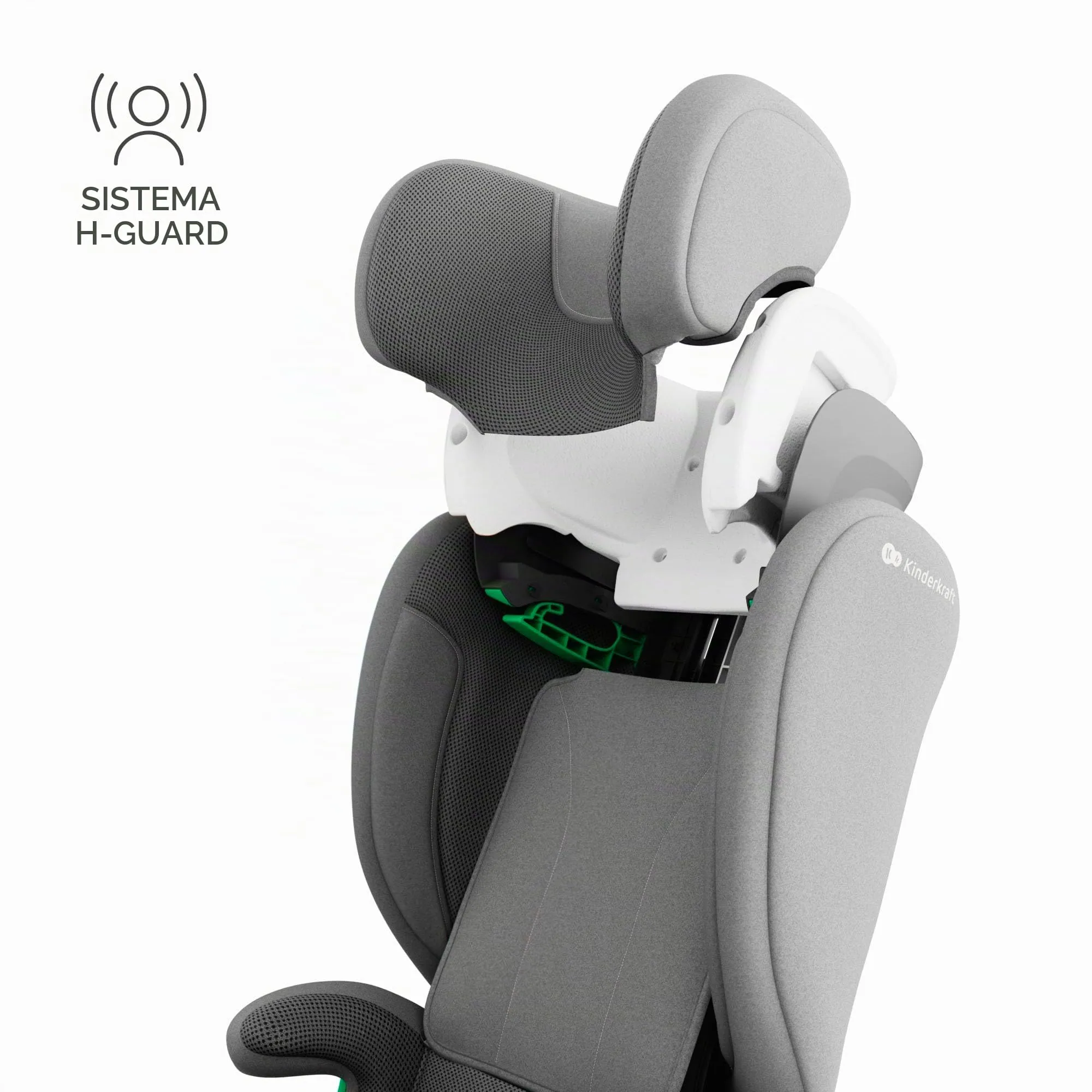 Kinderkraft Junior Fix2 Pro i-Size Seggiolino Auto 100-150 cm, Gruppo 2-3, Isofix, Grigio - immagine 6