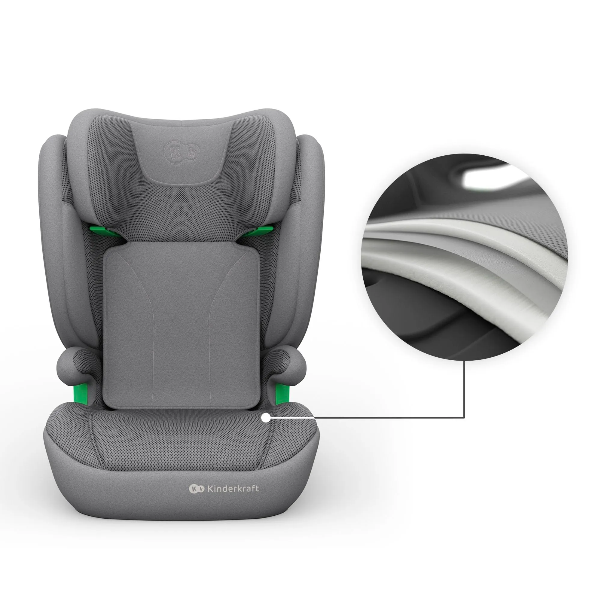 Kinderkraft Junior Fix2 Pro i-Size Seggiolino Auto 100-150 cm, Gruppo 2-3, Isofix, Grigio - immagine 11