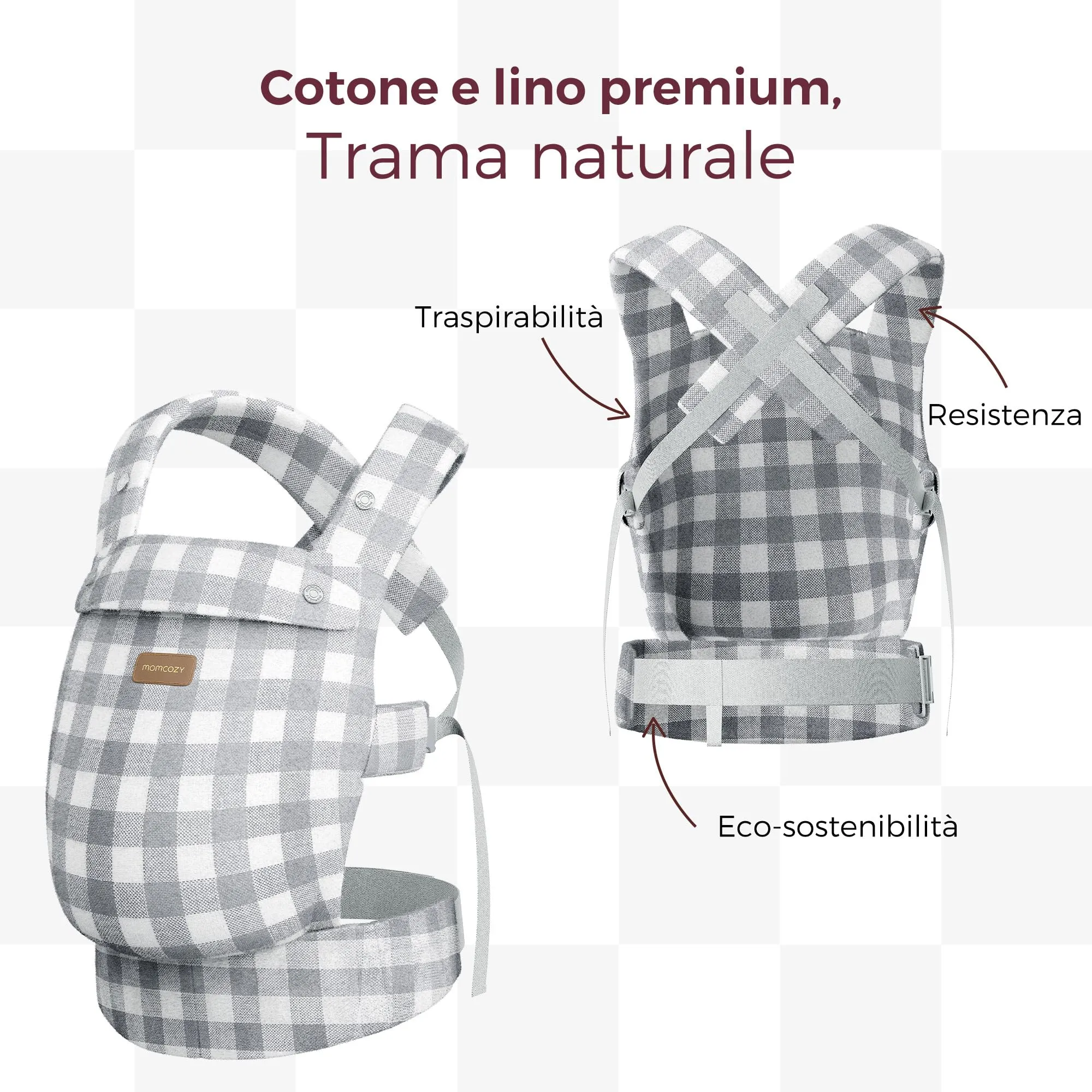 Momcozy Marsupio Neonato Ergonomico 3,2-20 kg, Blue & Grigio - immagine 3