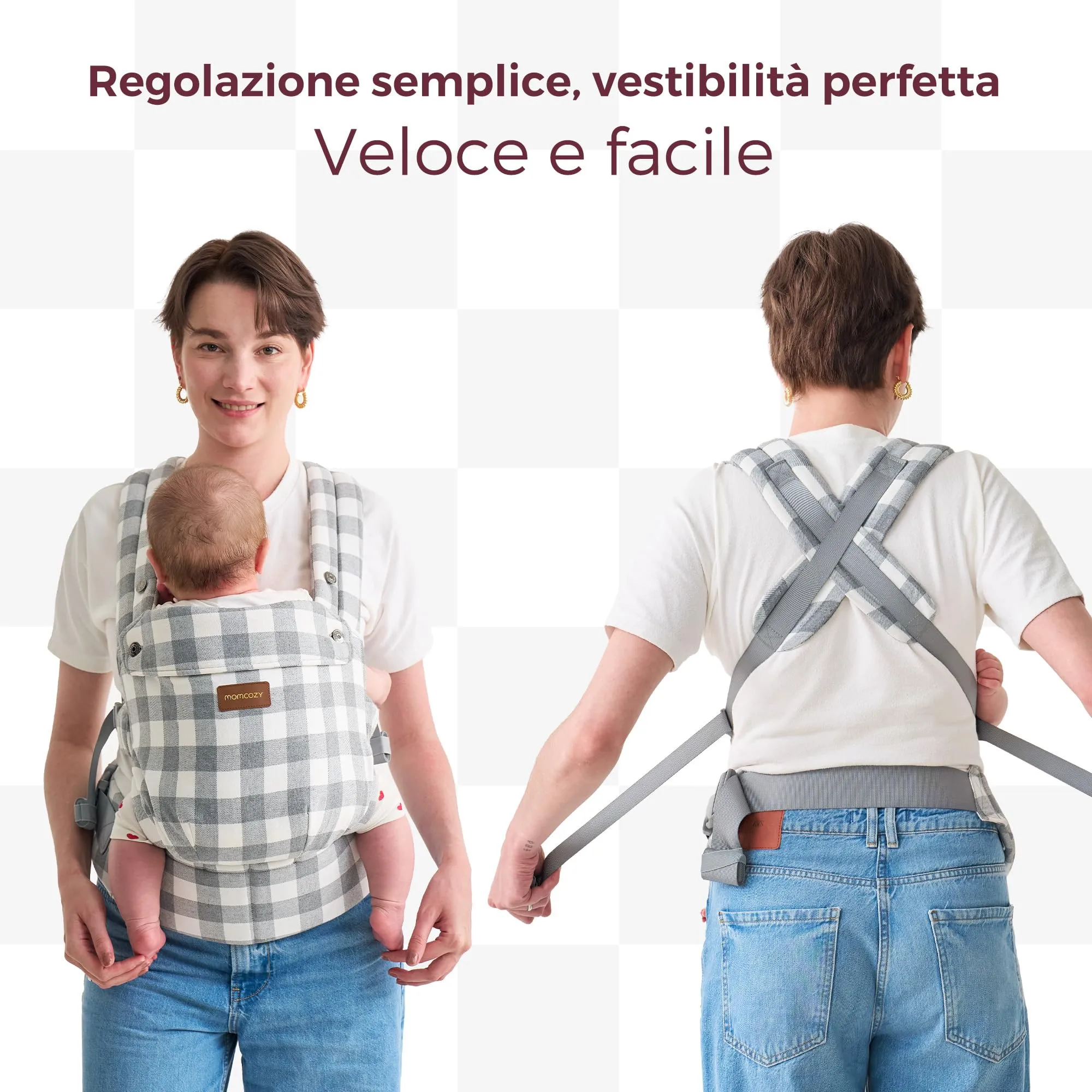 Momcozy Marsupio Neonato Ergonomico 3,2-20 kg, Blue & Grigio - immagine 7