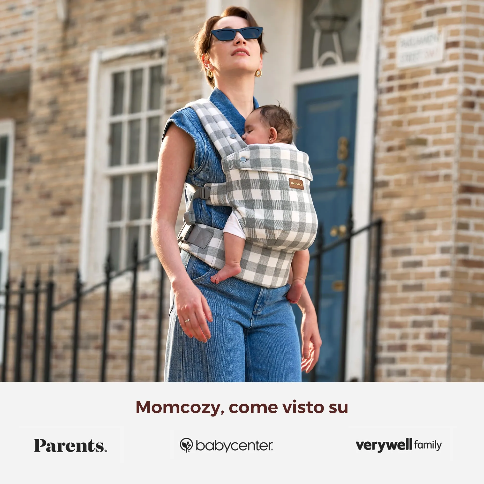 Momcozy Marsupio Neonato Ergonomico 3,2-20 kg, Blue & Grigio - immagine 8