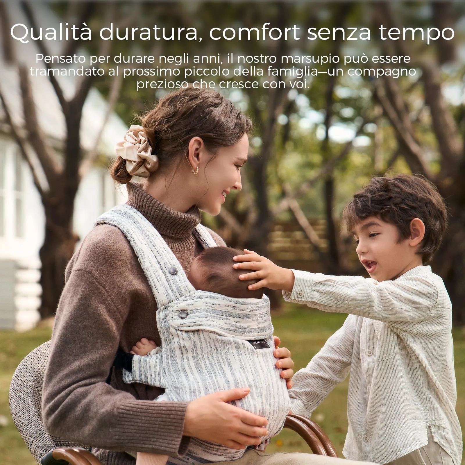 Momcozy Marsupio Neonato Ergonomico, 3,2-20 kg (3-24 Mesi), Strisce grigie - immagine 2