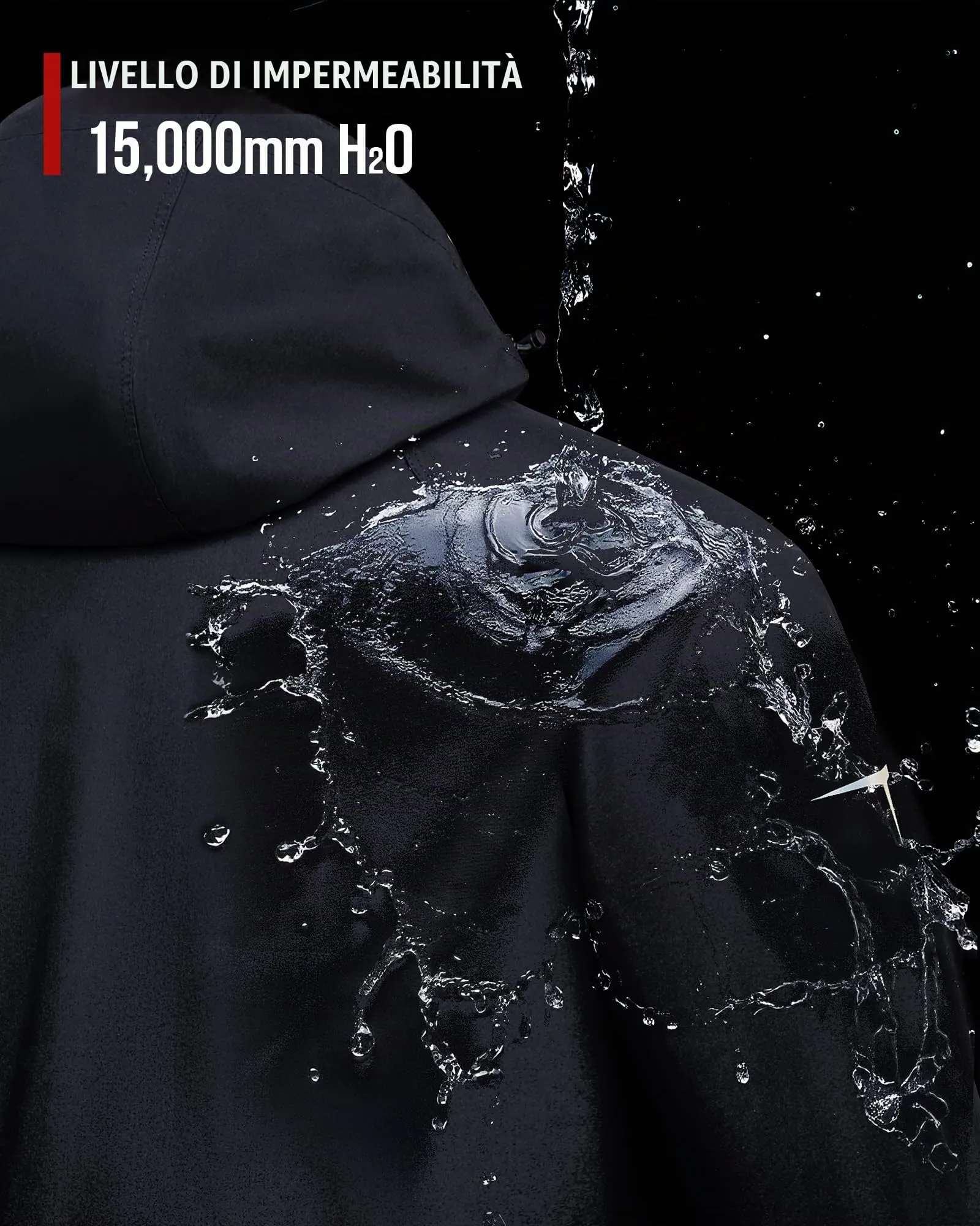 RIDEIRON Tuta Antipioggia da Moto da Uomo, 2 Pezzi, Impermeabile 15.000 mm, MJ5009, Nero, M - immagine 3