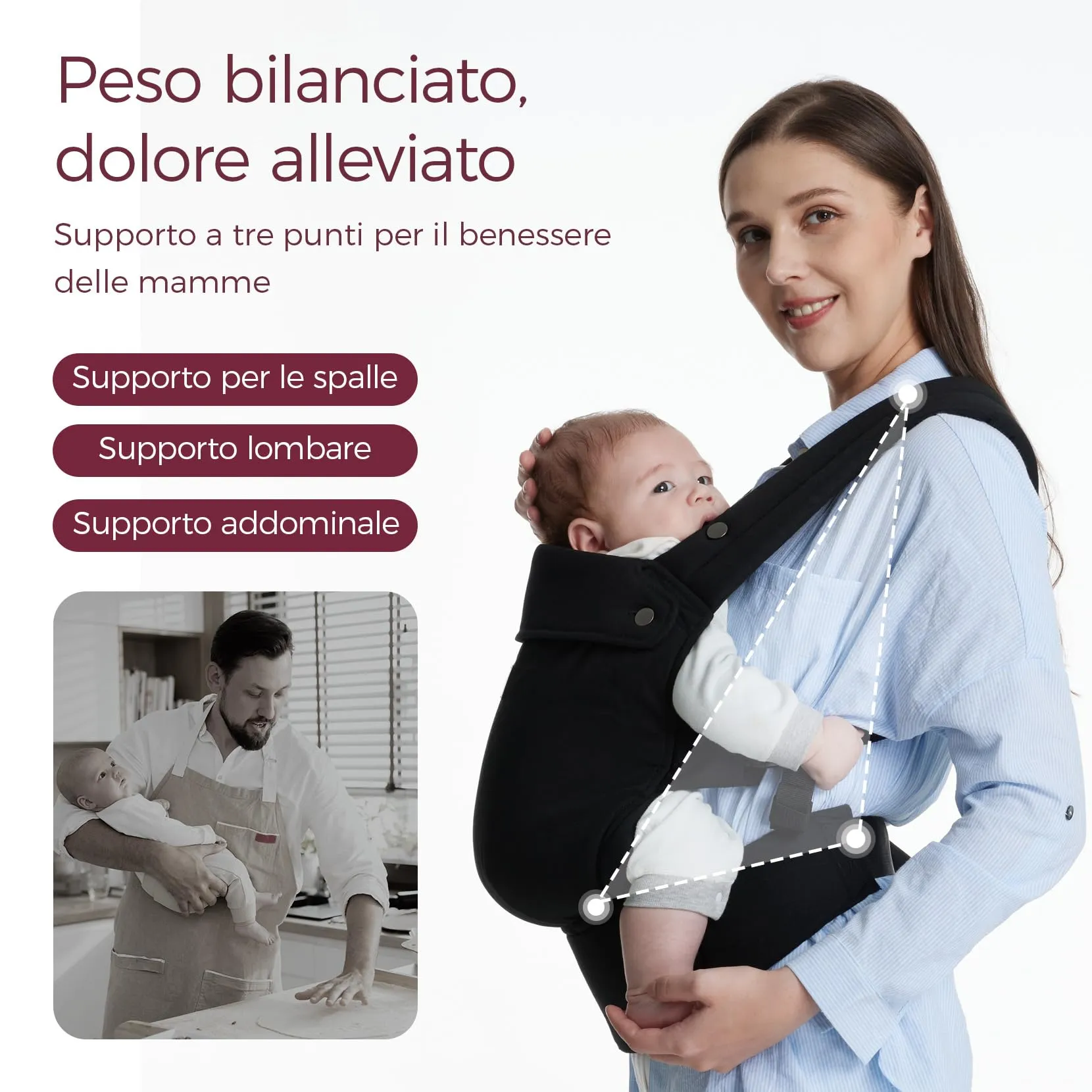 Momcozy Marsupio Neonato Ergonomico Regolabile, 3,2-20 kg, Nero - immagine 2