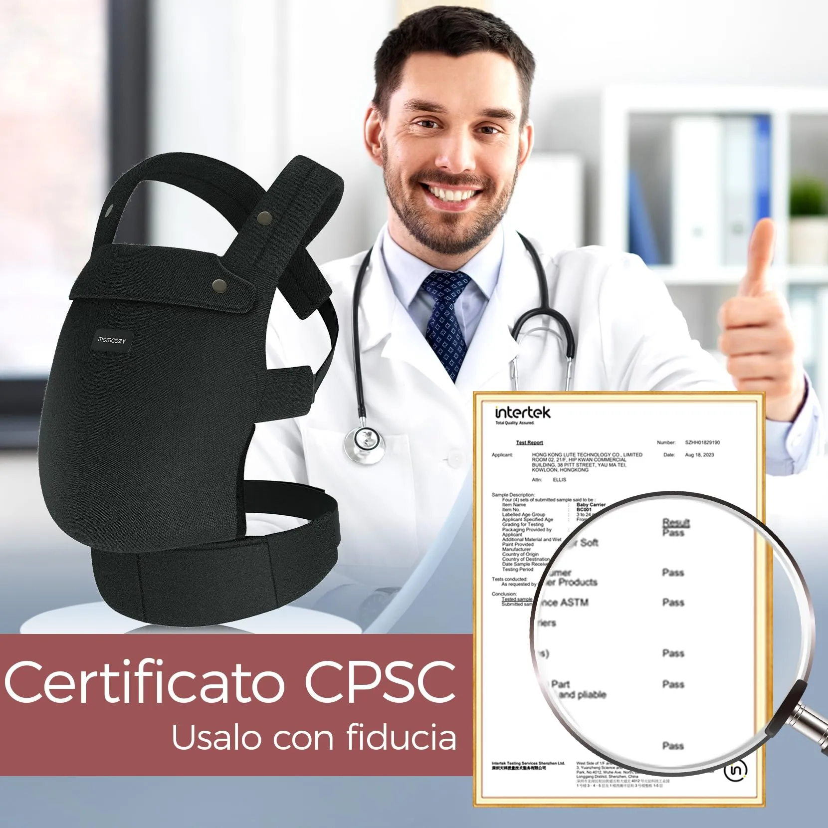 Momcozy Marsupio Neonato Ergonomico Regolabile, 3,2-20 kg, Nero - immagine 4