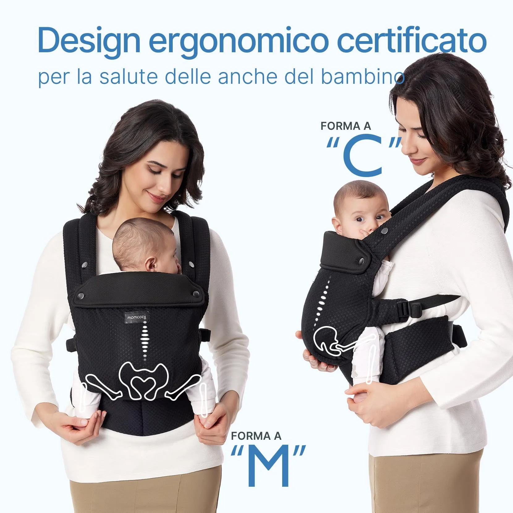 Momcozy Marsupio Neonato Ergonomico 3,2-20 kg (3-24 Mesi), Airmesh-Nero - immagine 3