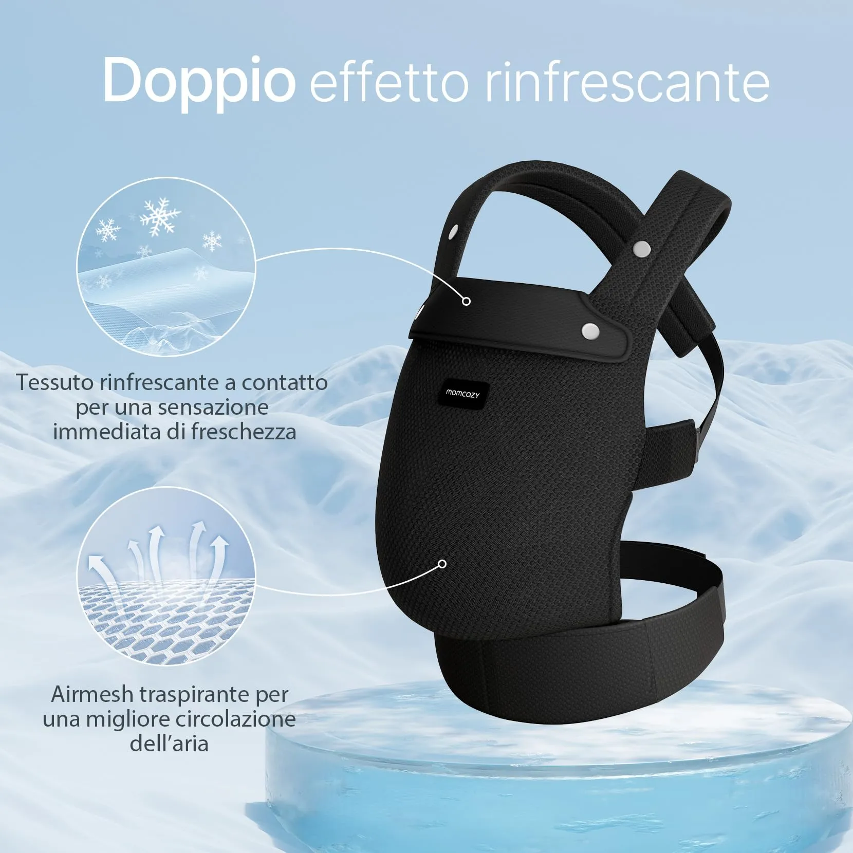 Momcozy Marsupio Neonato Ergonomico 3,2-20 kg (3-24 Mesi), Airmesh-Nero - immagine 7