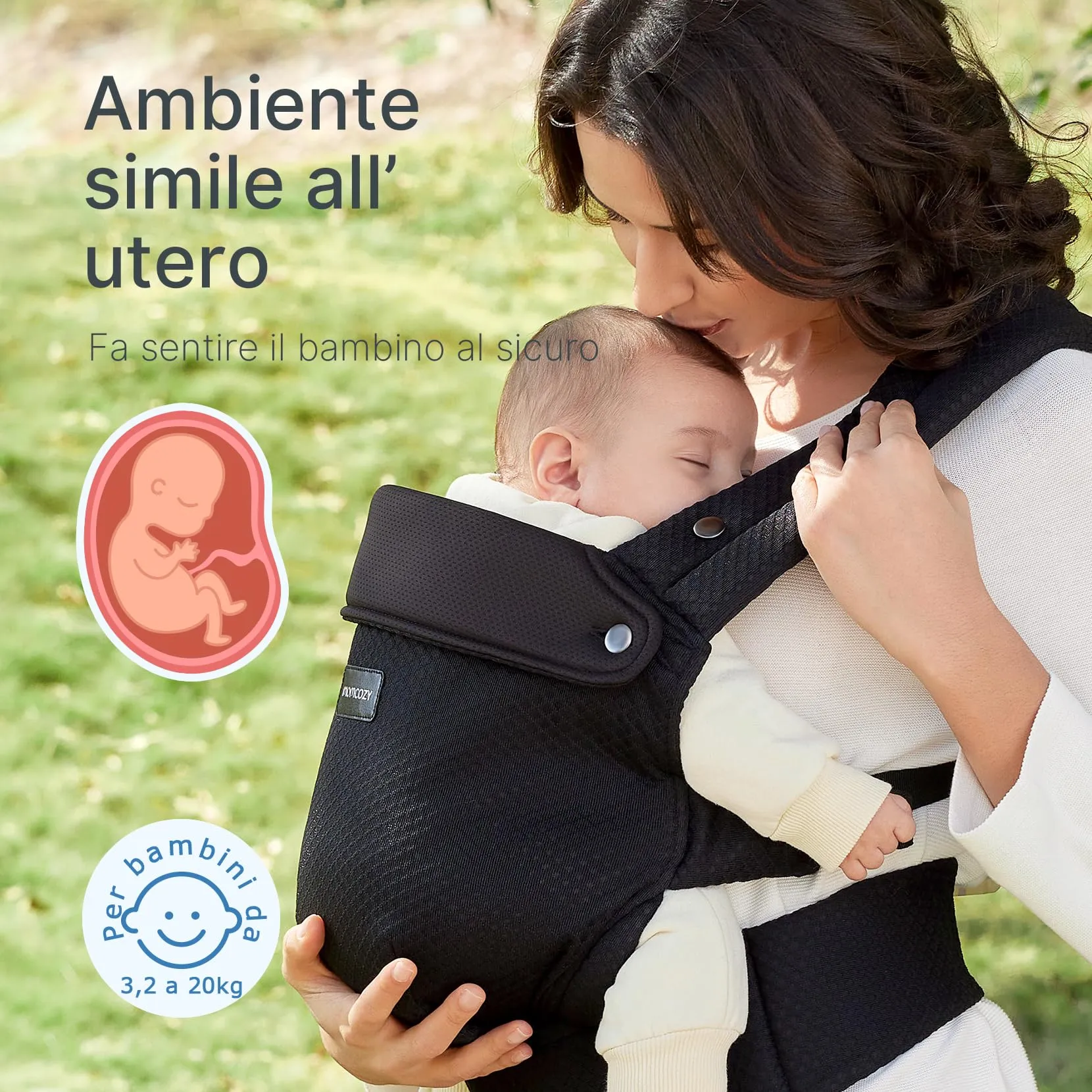 Momcozy Marsupio Neonato Ergonomico 3,2-20 kg (3-24 Mesi), Airmesh-Nero - immagine 8
