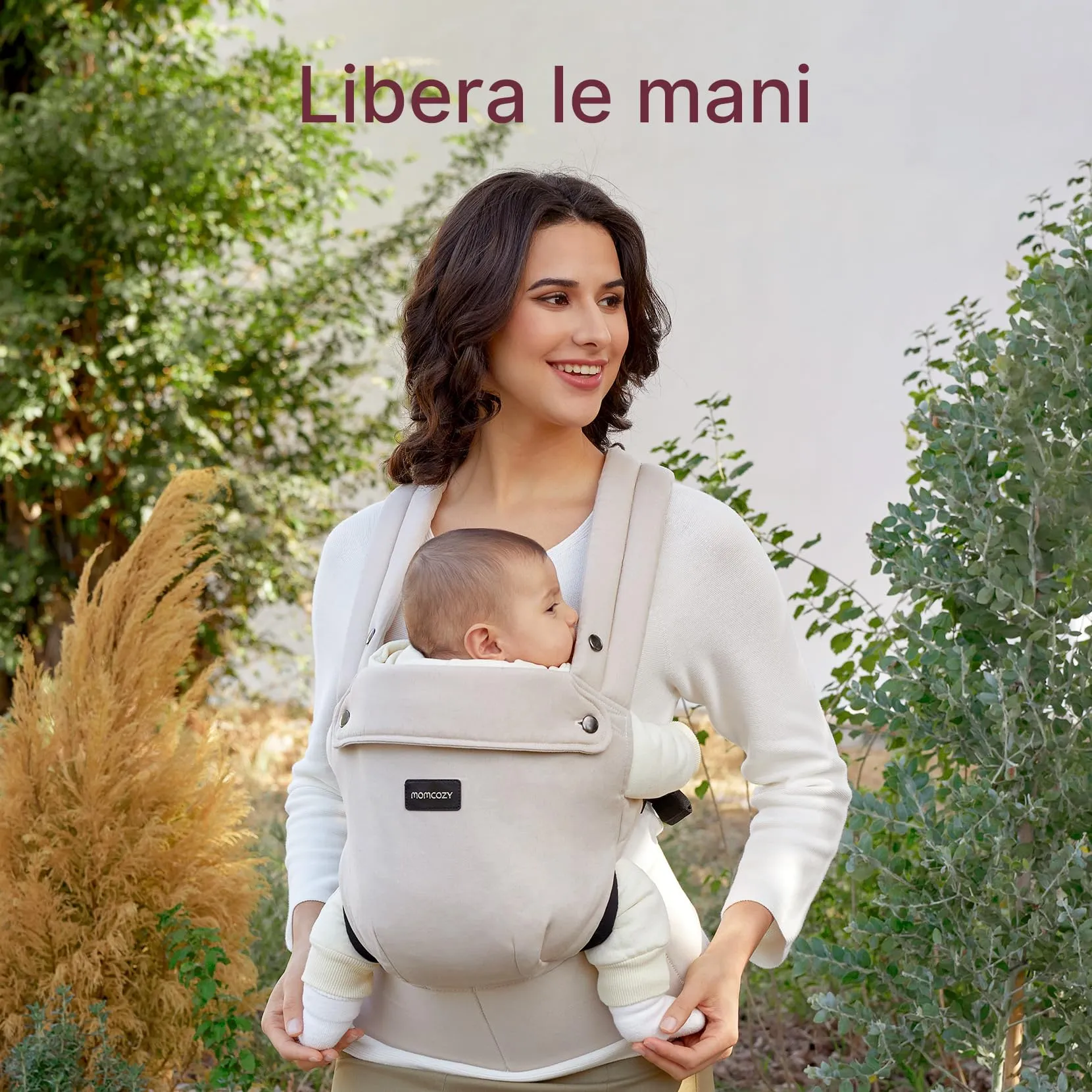 Momcozy Marsupio Neonato Ergonomico Regolabile 3,2-20 kg, Cachi - immagine 7