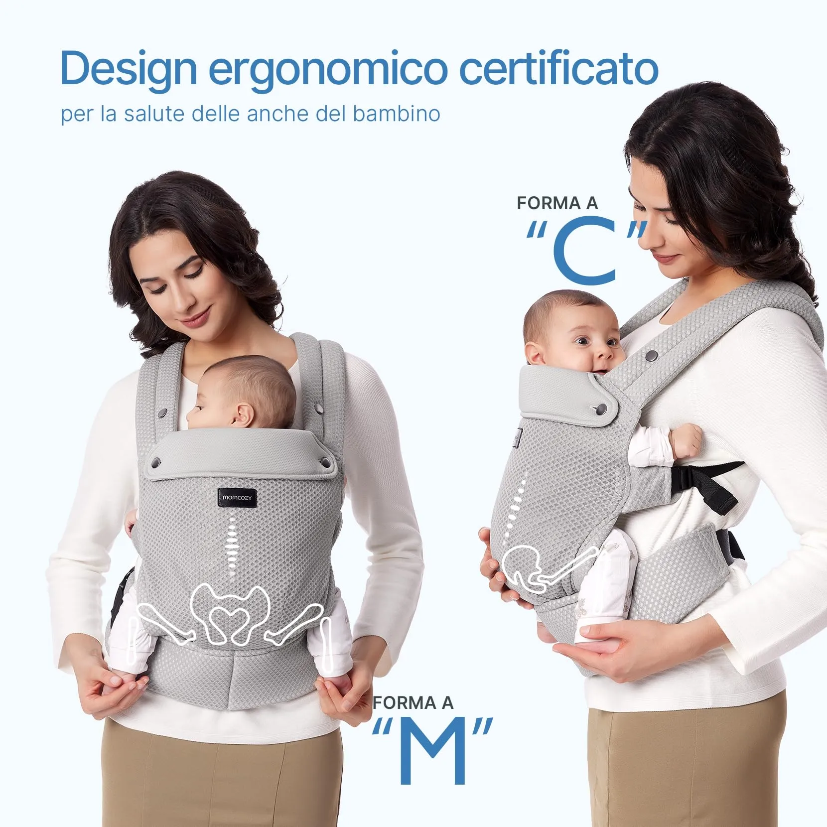 Momcozy Marsupio Neonato Ergonomico 3,2-20 kg (3-24 Mesi) Airmesh-Grigio - immagine 2