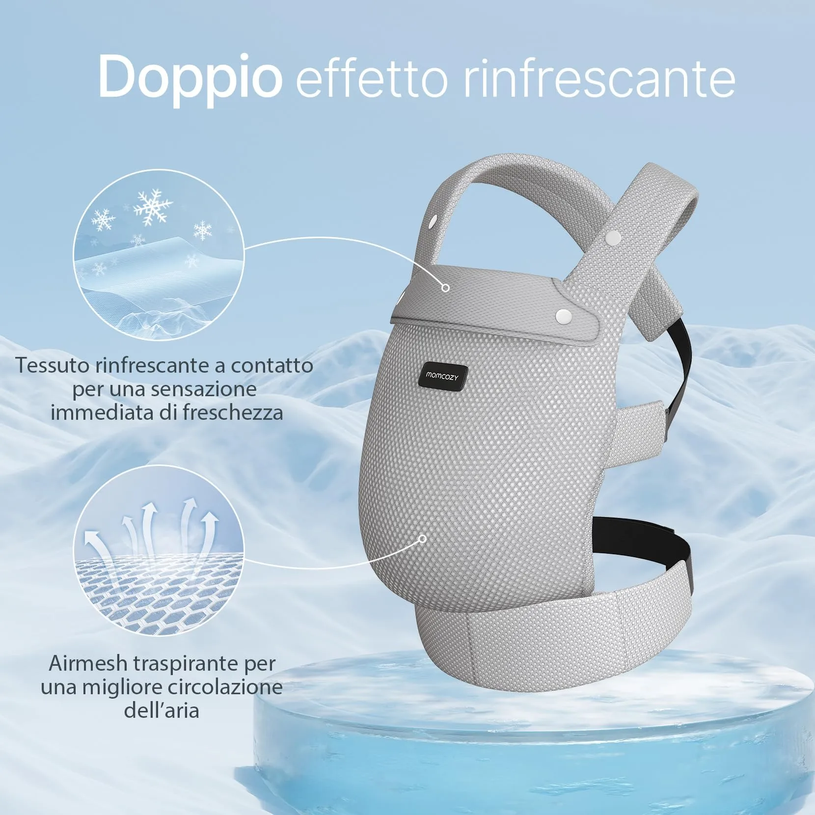 Momcozy Marsupio Neonato Ergonomico 3,2-20 kg (3-24 Mesi) Airmesh-Grigio - immagine 4