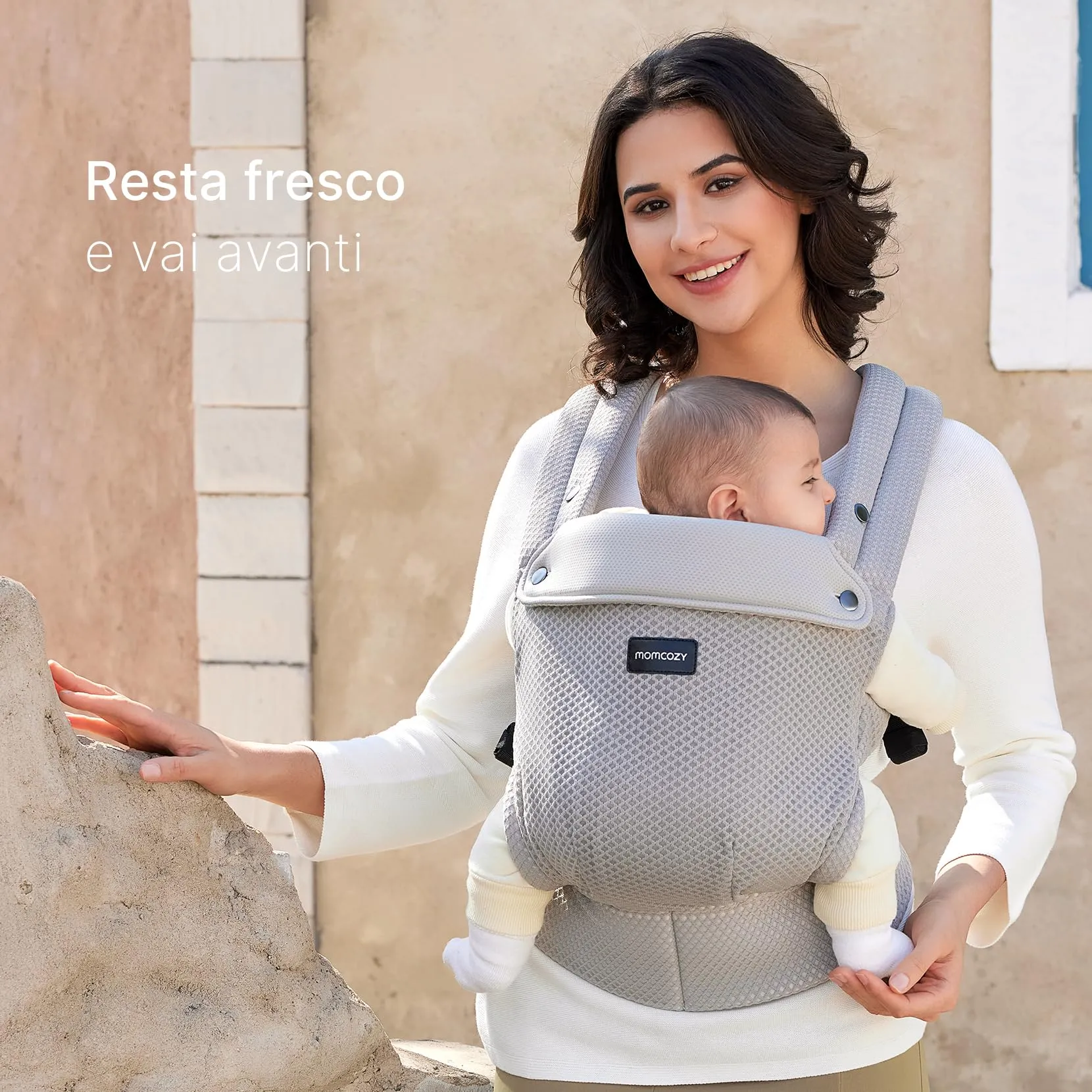 Momcozy Marsupio Neonato Ergonomico 3,2-20 kg (3-24 Mesi) Airmesh-Grigio - immagine 7