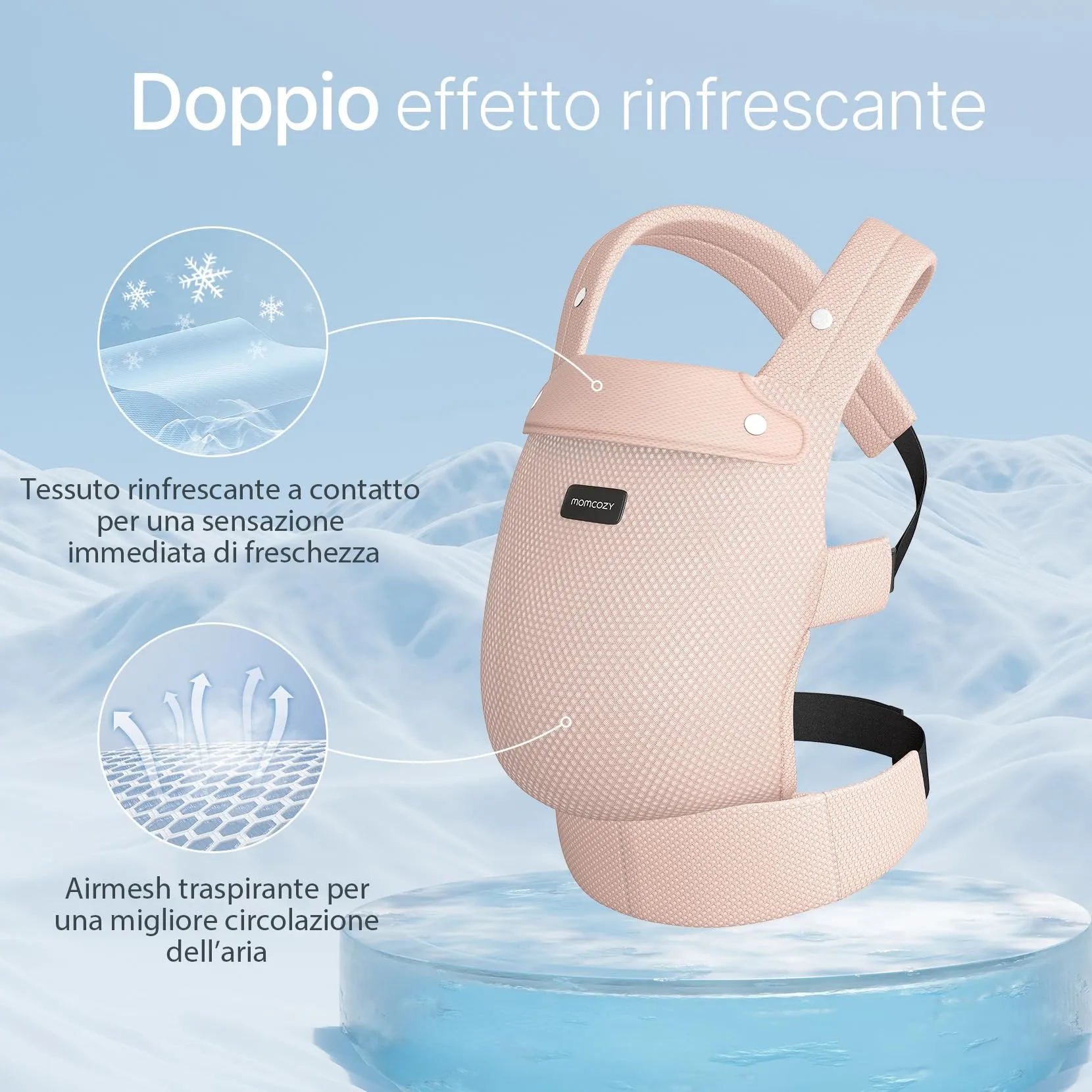 Momcozy Marsupio Neonato Ergonomico 3,2-20 kg (3-24 Mesi), Airmesh-Rosa - immagine 5