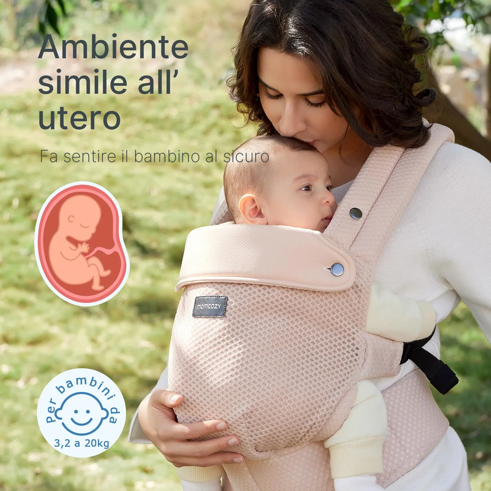 Momcozy Marsupio Neonato Ergonomico 3,2-20 kg (3-24 Mesi), Airmesh-Rosa - immagine 7