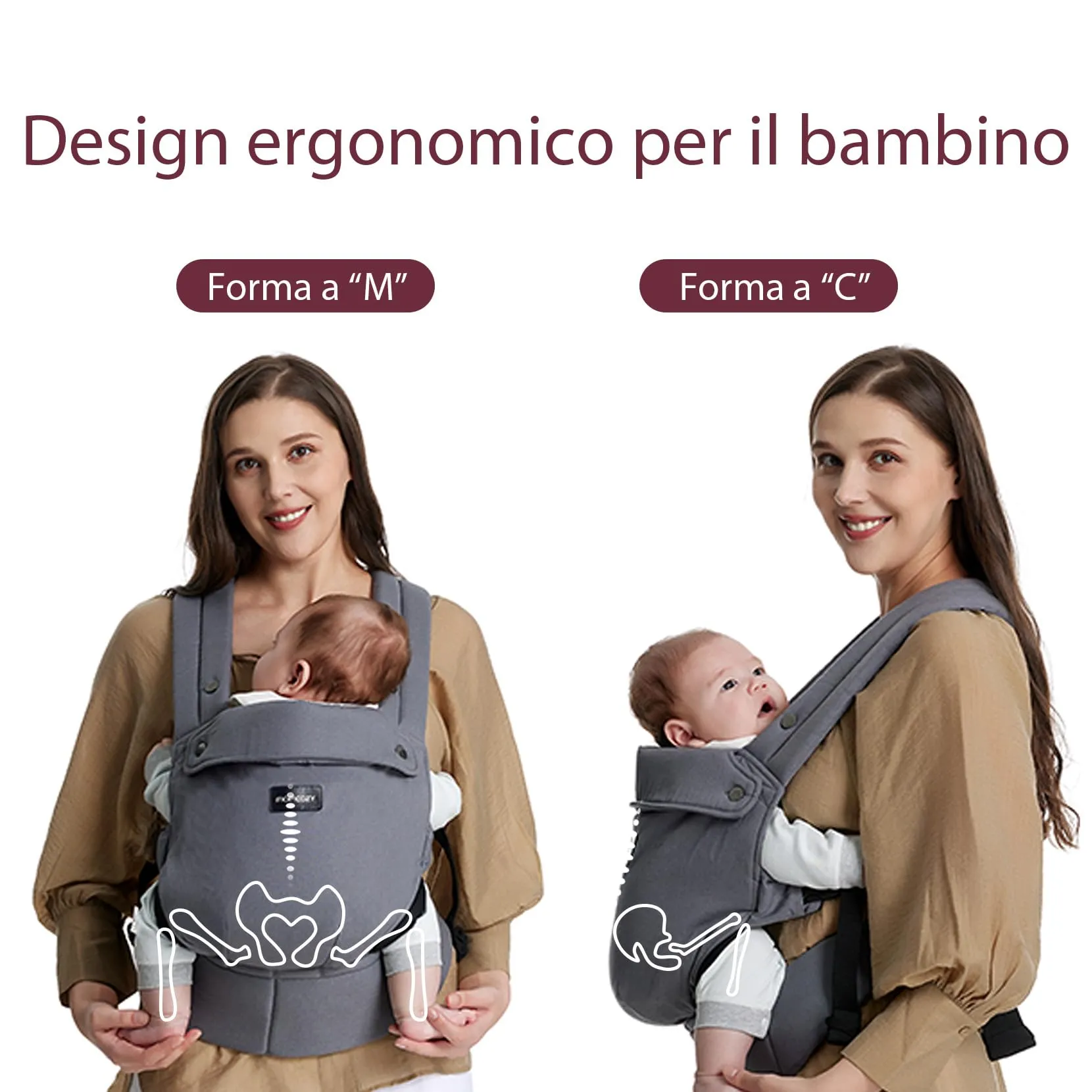 Momcozy Marsupio Neonato Ergonomico Regolabile, 3,2-20 kg (3-24 Mesi), Grigio - immagine 3