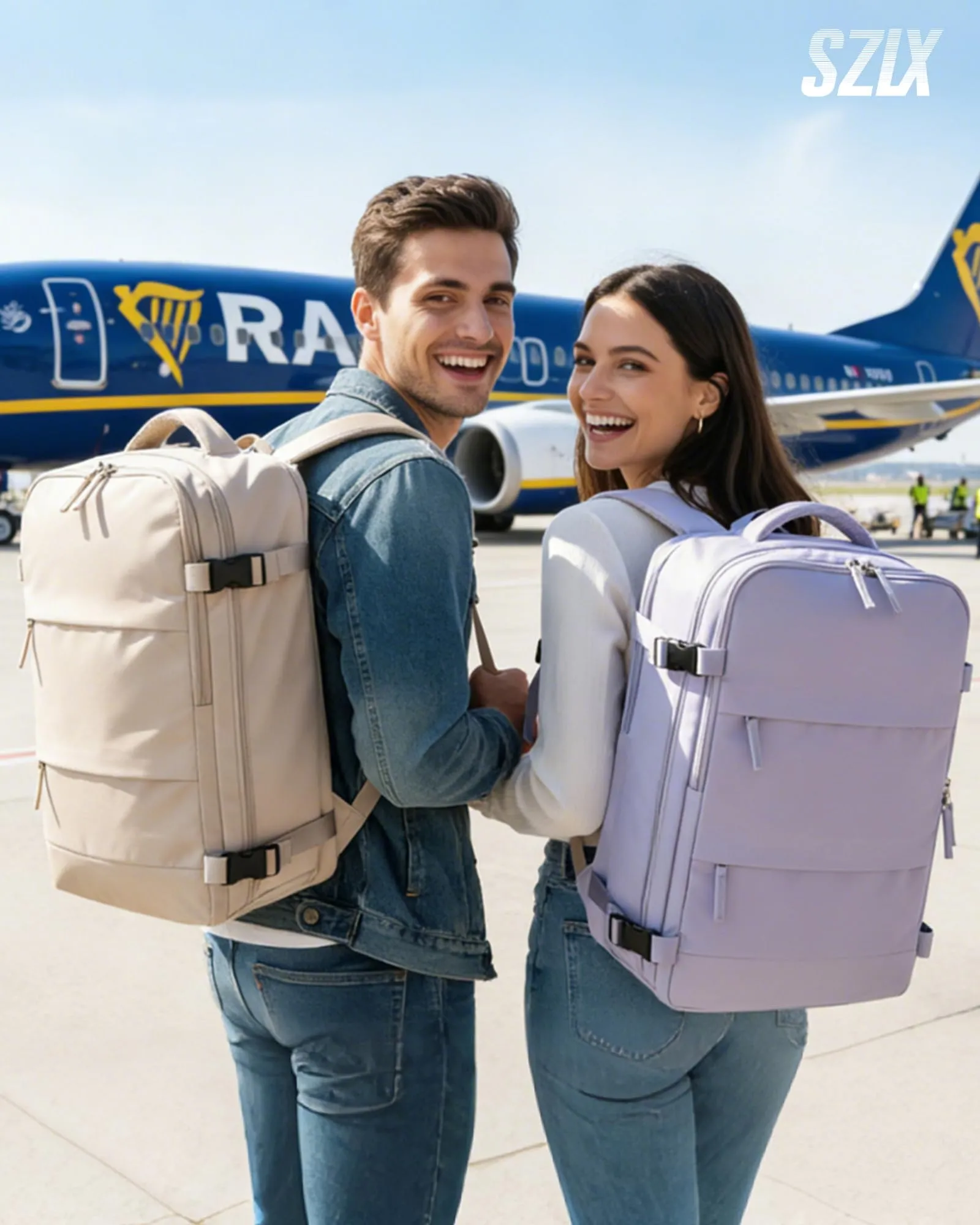 SZLX Zaino da Viaggio Sottovuoto con Pompa 40x30x20 per Ryanair e Wizzair, Impermeabile, Scomparto Laptop 14 Pollici e Scomparto Scarpe - immagine 2