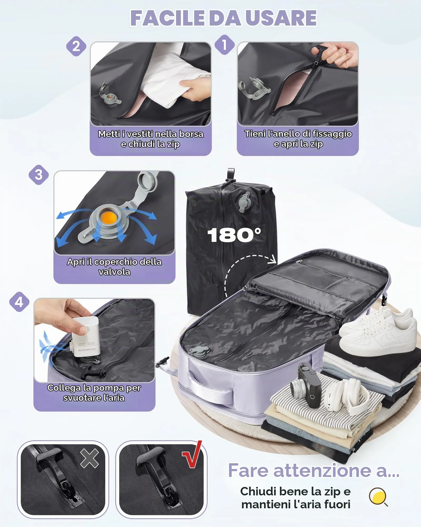 SZLX Zaino da Viaggio Sottovuoto con Pompa 40x30x20 per Ryanair e Wizzair, Impermeabile, Scomparto Laptop 14 Pollici e Scomparto Scarpe - immagine 6