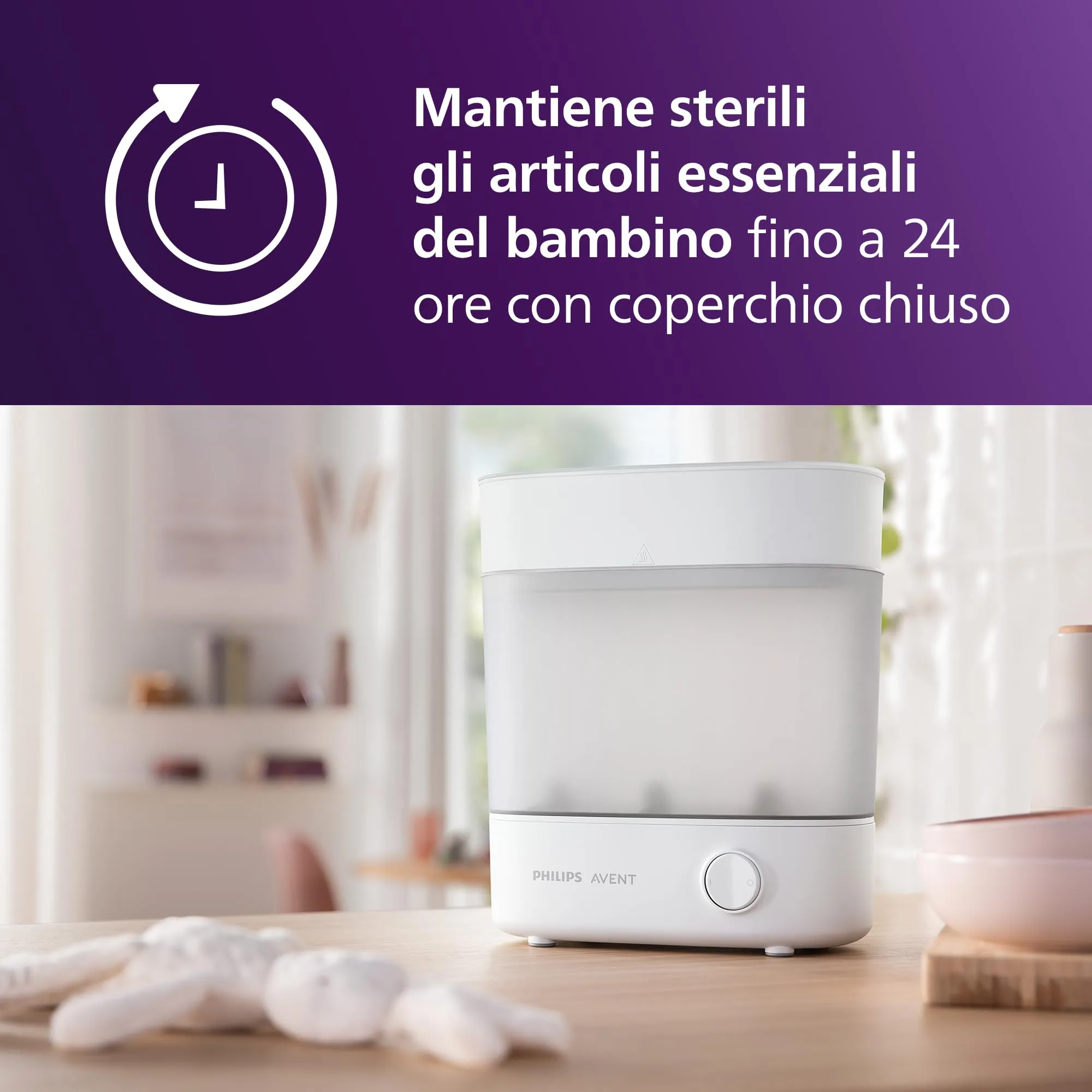 Philips Avent Esterilizador Eléctrico de Vapor con Cepillo para Biberón y Tetina, SCF291/30 - immagine 4