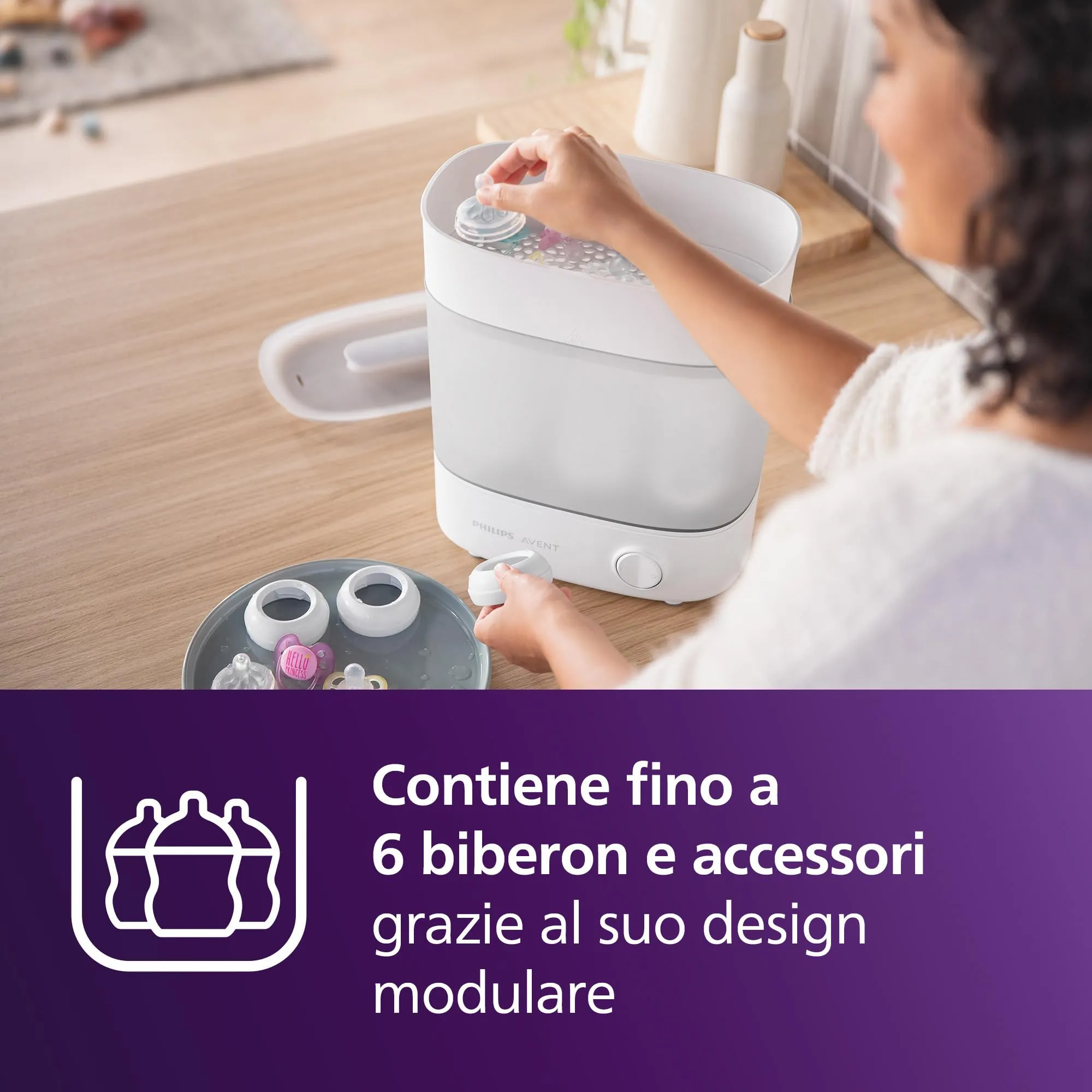Philips Avent Esterilizador Eléctrico de Vapor con Cepillo para Biberón y Tetina, SCF291/30 - immagine 5