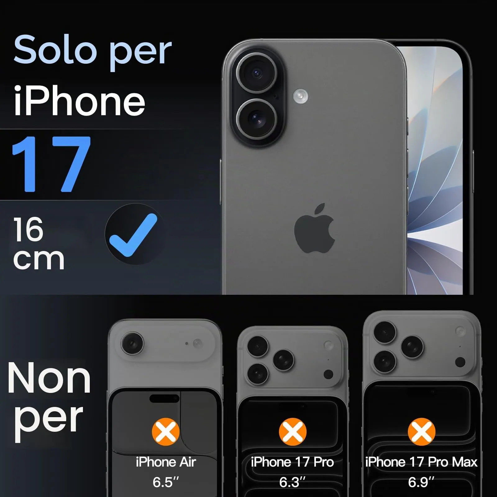 JETech Pellicola Protettiva Fotocamera per iPhone 17, Nero - immagine 2