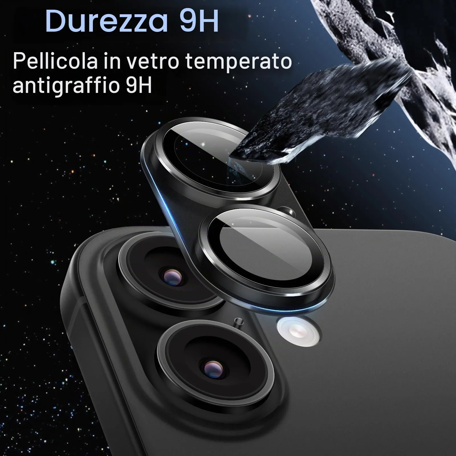 JETech Pellicola Protettiva Fotocamera per iPhone 17, Nero - immagine 4