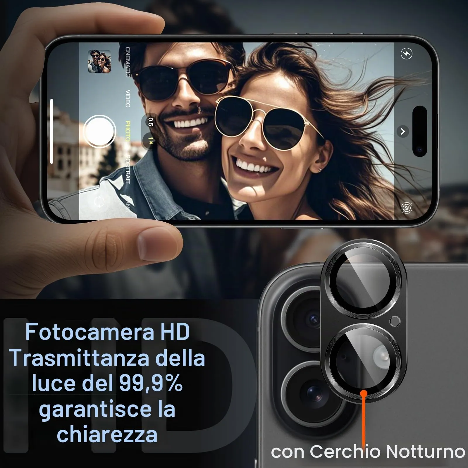 JETech Pellicola Protettiva Fotocamera per iPhone 17, Nero - immagine 6