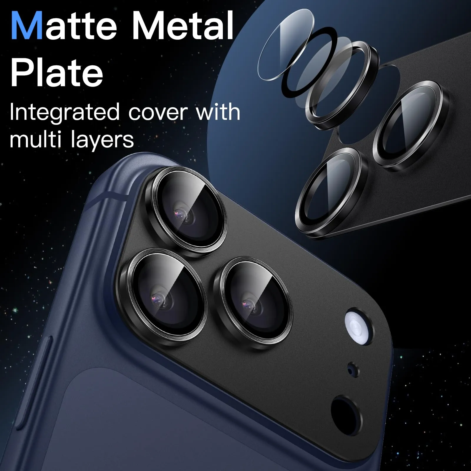 JETech Pellicola Protettiva Fotocamera per iPhone 17 Pro, Nero - immagine 3