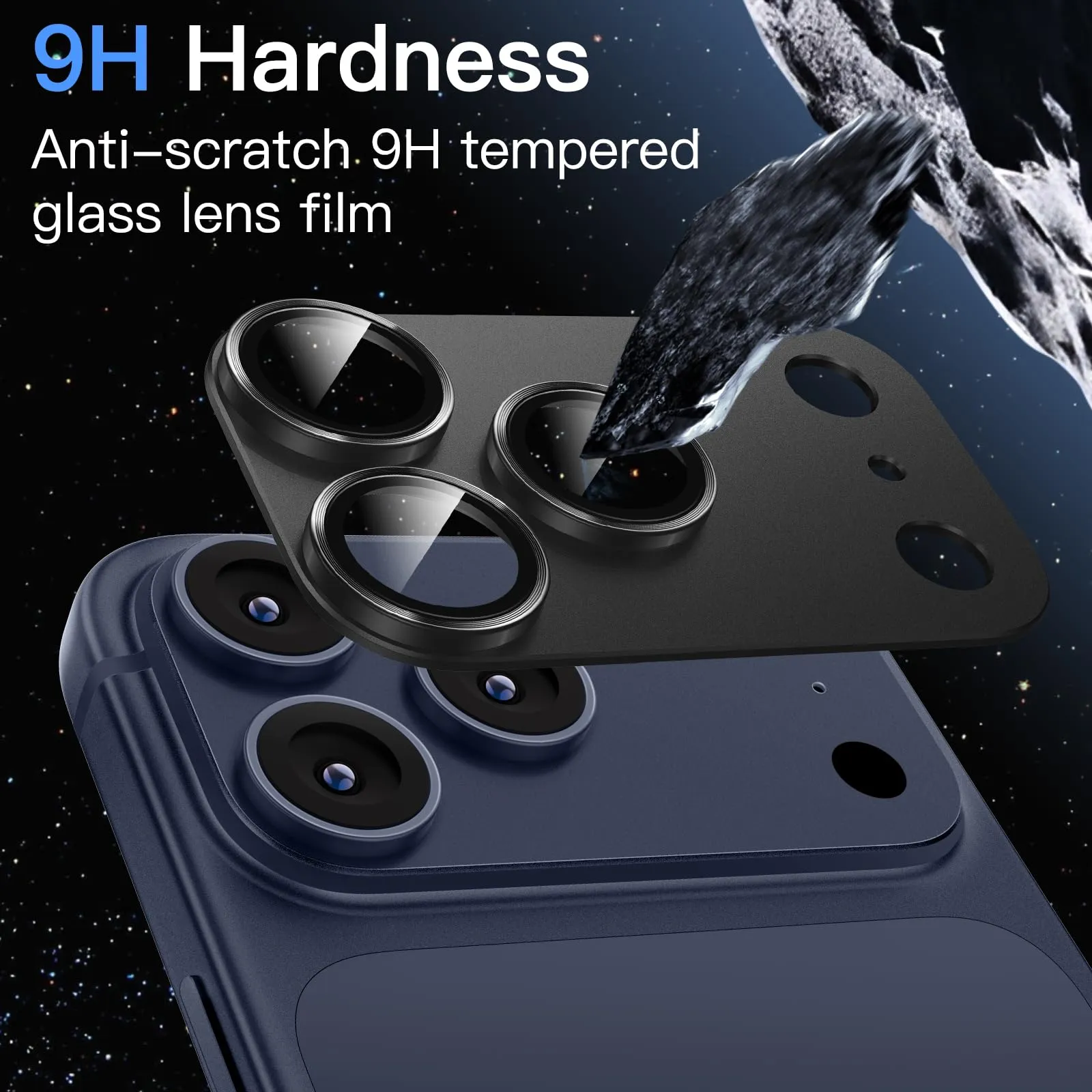 JETech Pellicola Protettiva Fotocamera per iPhone 17 Pro, Nero - immagine 4