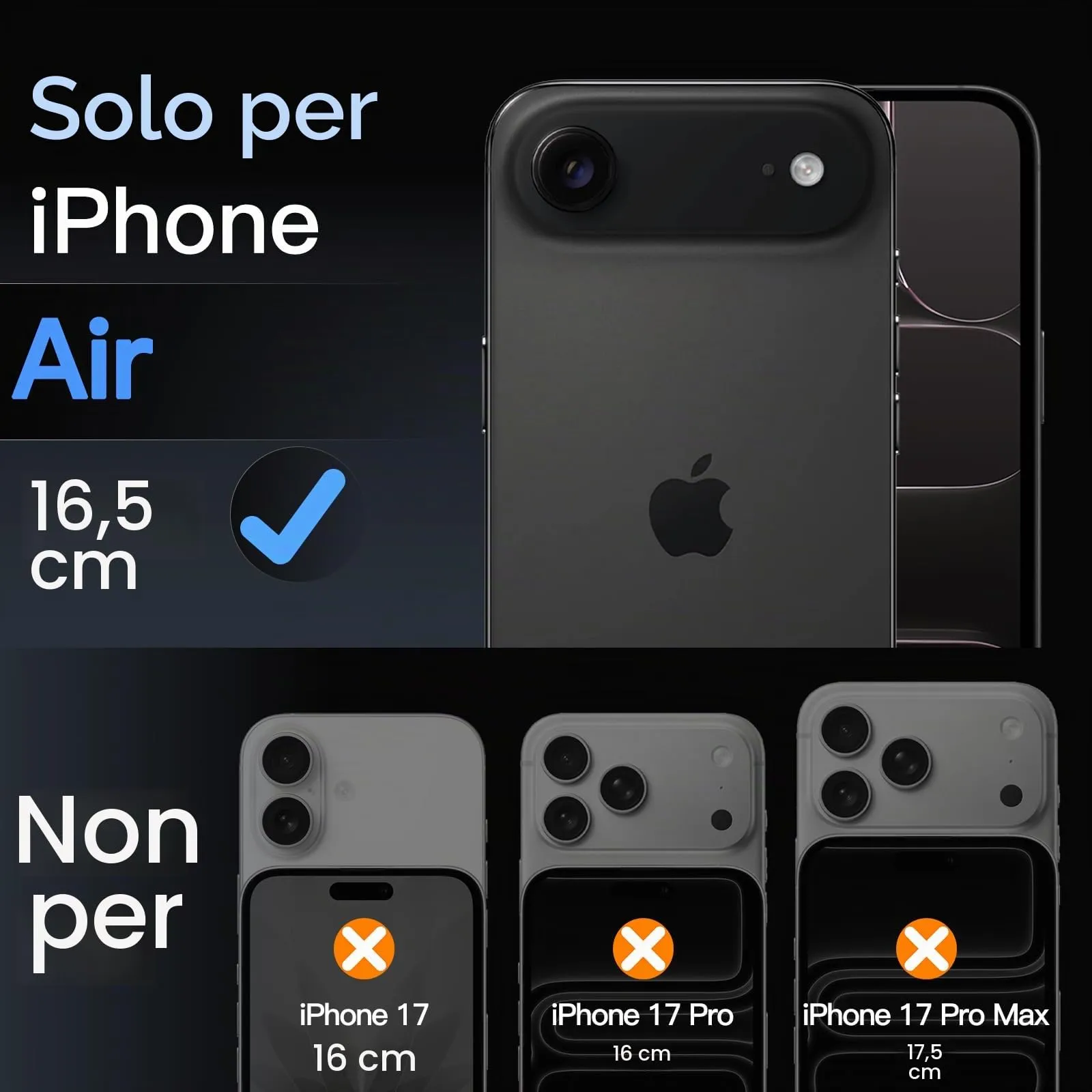 JETech Pellicola Protettiva Fotocamera per iPhone Air, Nero - immagine 2