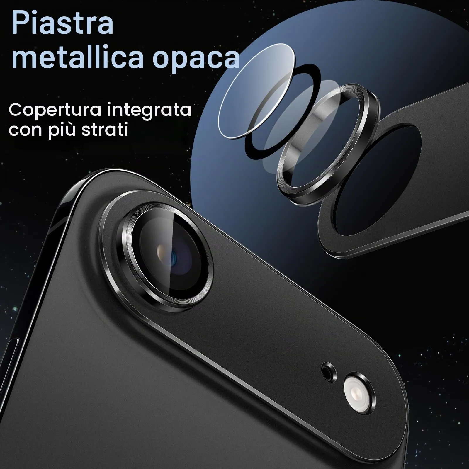 JETech Pellicola Protettiva Fotocamera per iPhone Air, Nero - immagine 3