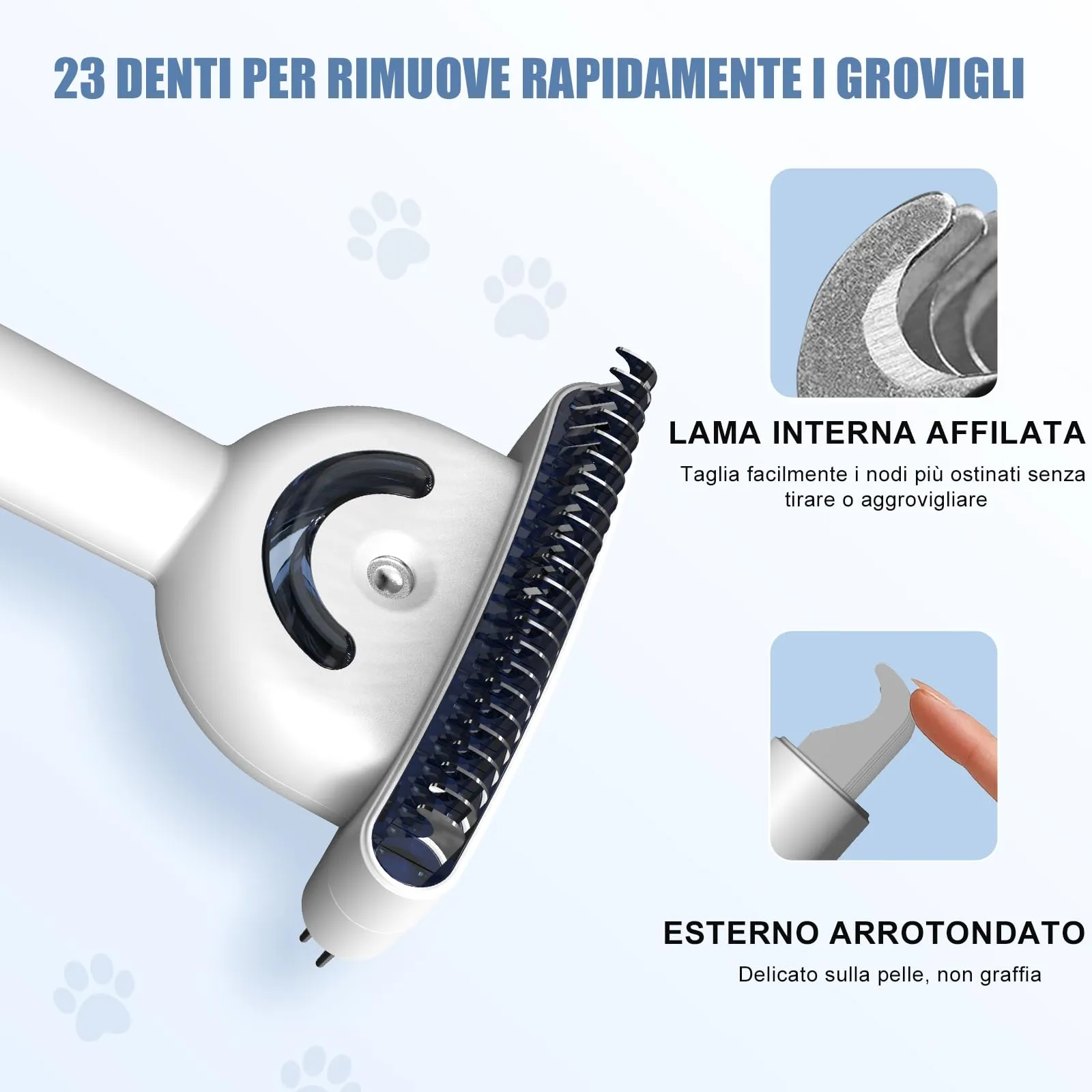 POIIOPY Spazzola a Vapore per Cani e Gatti a Pelo Lungo, Pettine Multifunzione 5 in 1 Doppia Faccia, Extra Wide, RK35-Y - immagine 3
